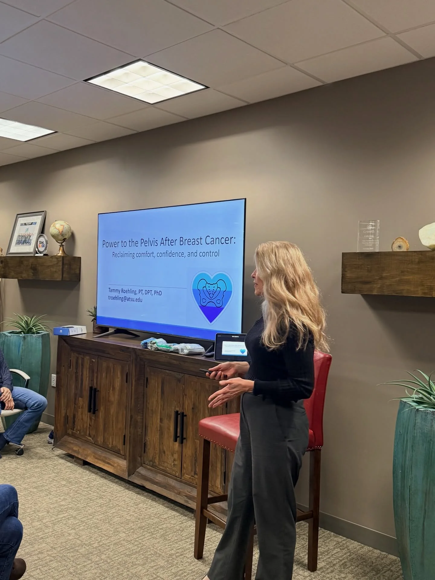 This past Tuesday at our support group we had Dr. Tammy Roehling speak about the importance of Pelvic Health after Breast Cancer. She discussed how breast cancer treatments can affect your pelvic floor health and what you can start doing to help fix 