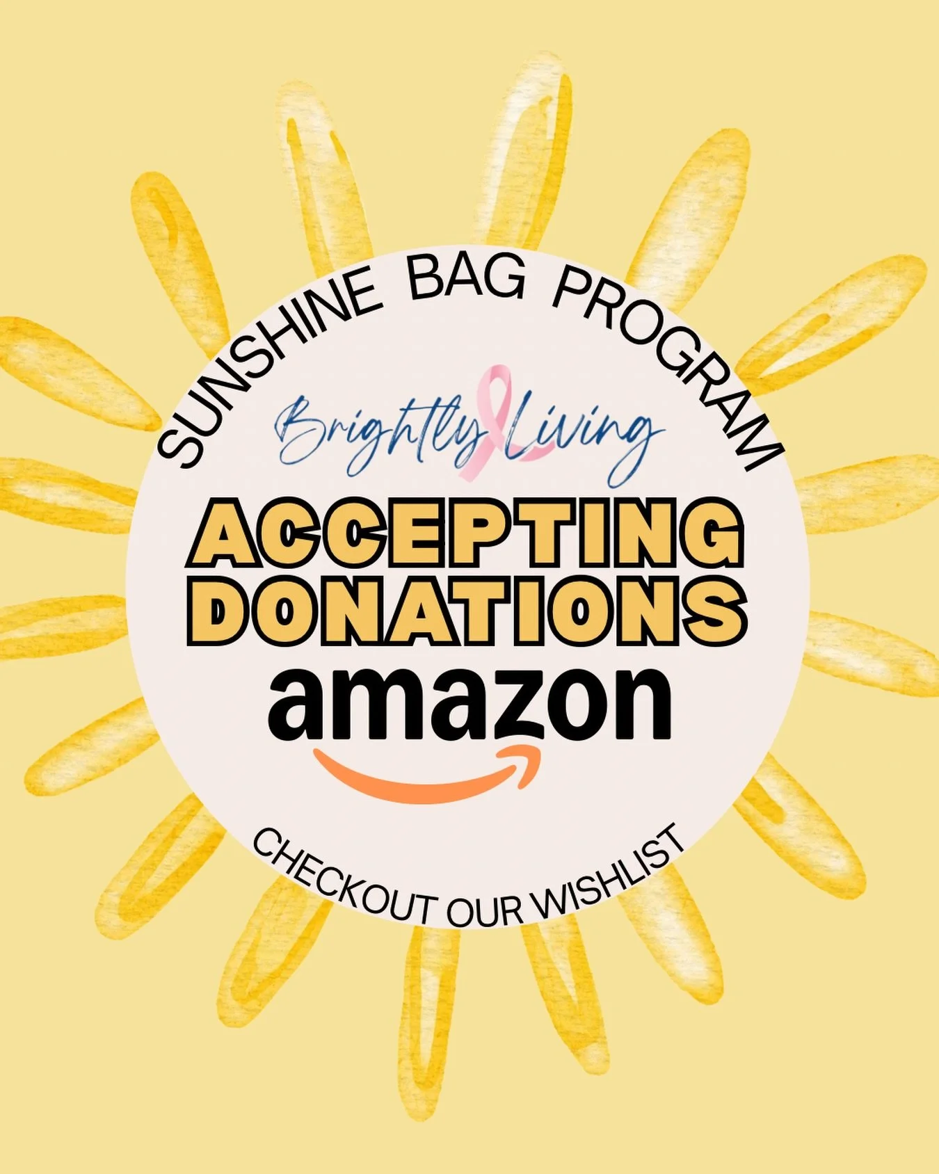 Would you consider helping us spread a little sunshine?

Shopping our Amazon Wishlist, you can directly purchase items that go into these special bags and make an impact in the life of a woman who needs encouragement.

Shop our Amazon Wishlist throug