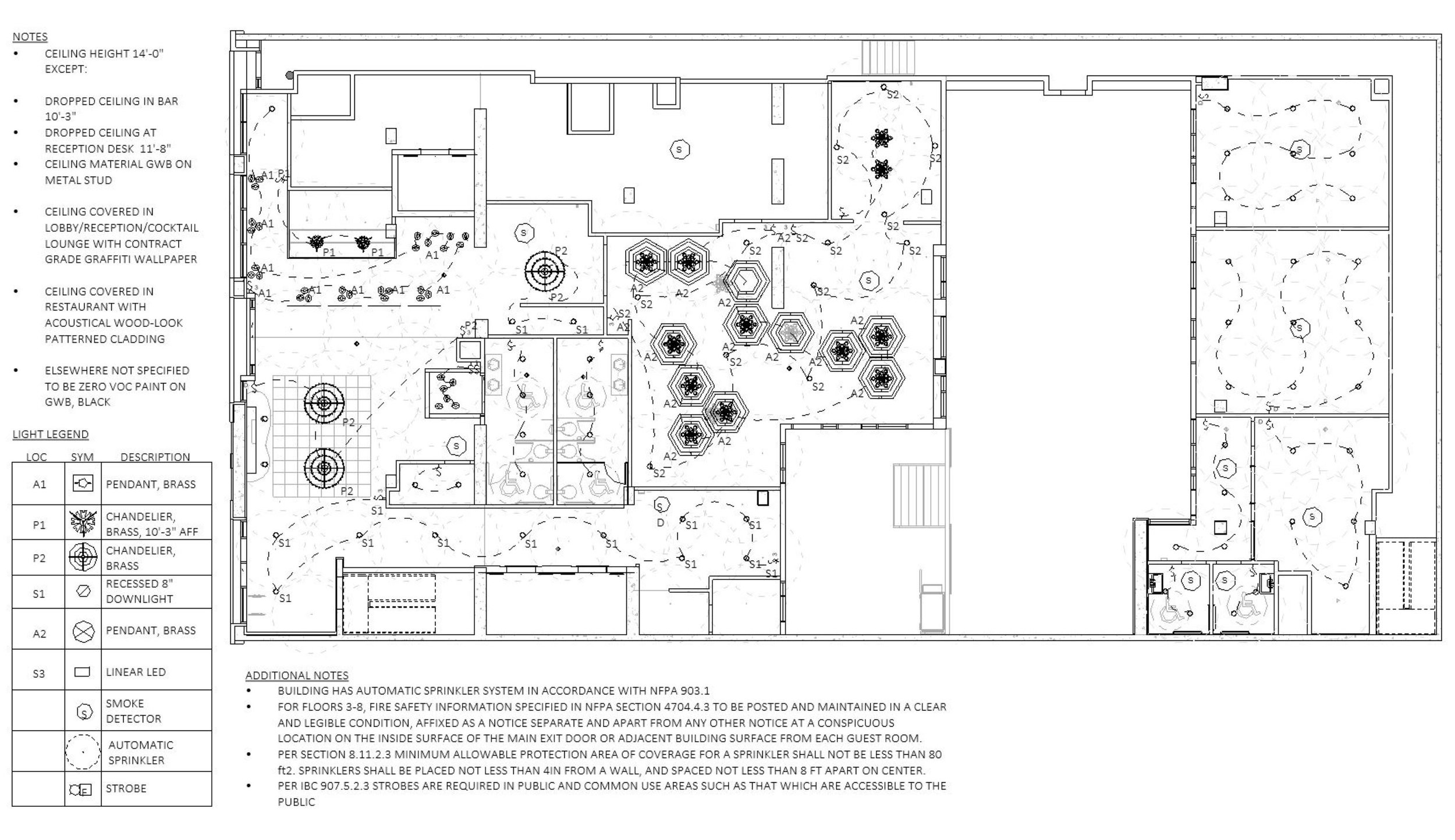 hotel, commercial interior design, interior designer, construction plans, concept, Brittany Wellington, Academy of Art, AAUU, IAD, MA IAD, Boutique Hotel Oakland, grit and glamour, HGI, space planning, renders, lighting plan, hotel design