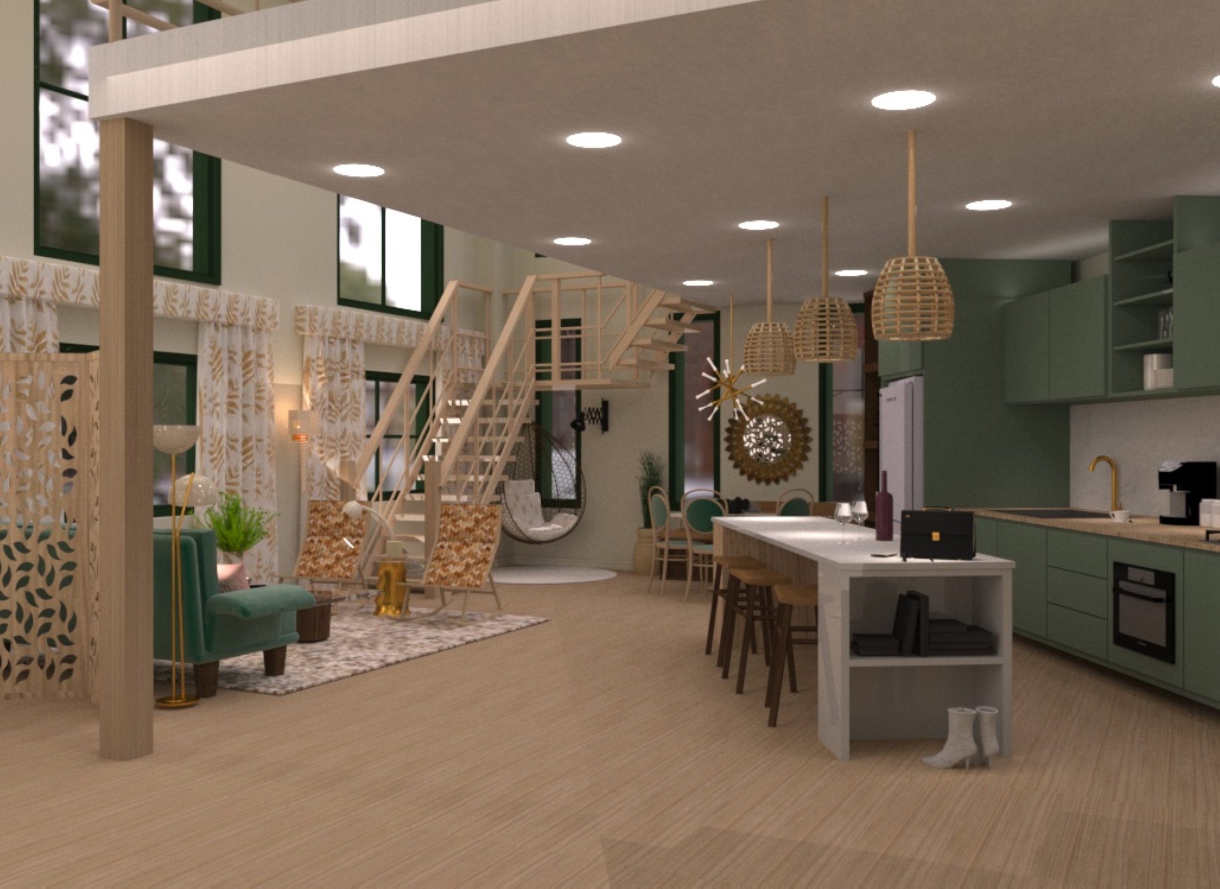 mixed use space, live work, artist loft, transitional design, 3ds max, Brittany Wellington, interior design, decorator, interior designer, central coast, Templeton, rendering