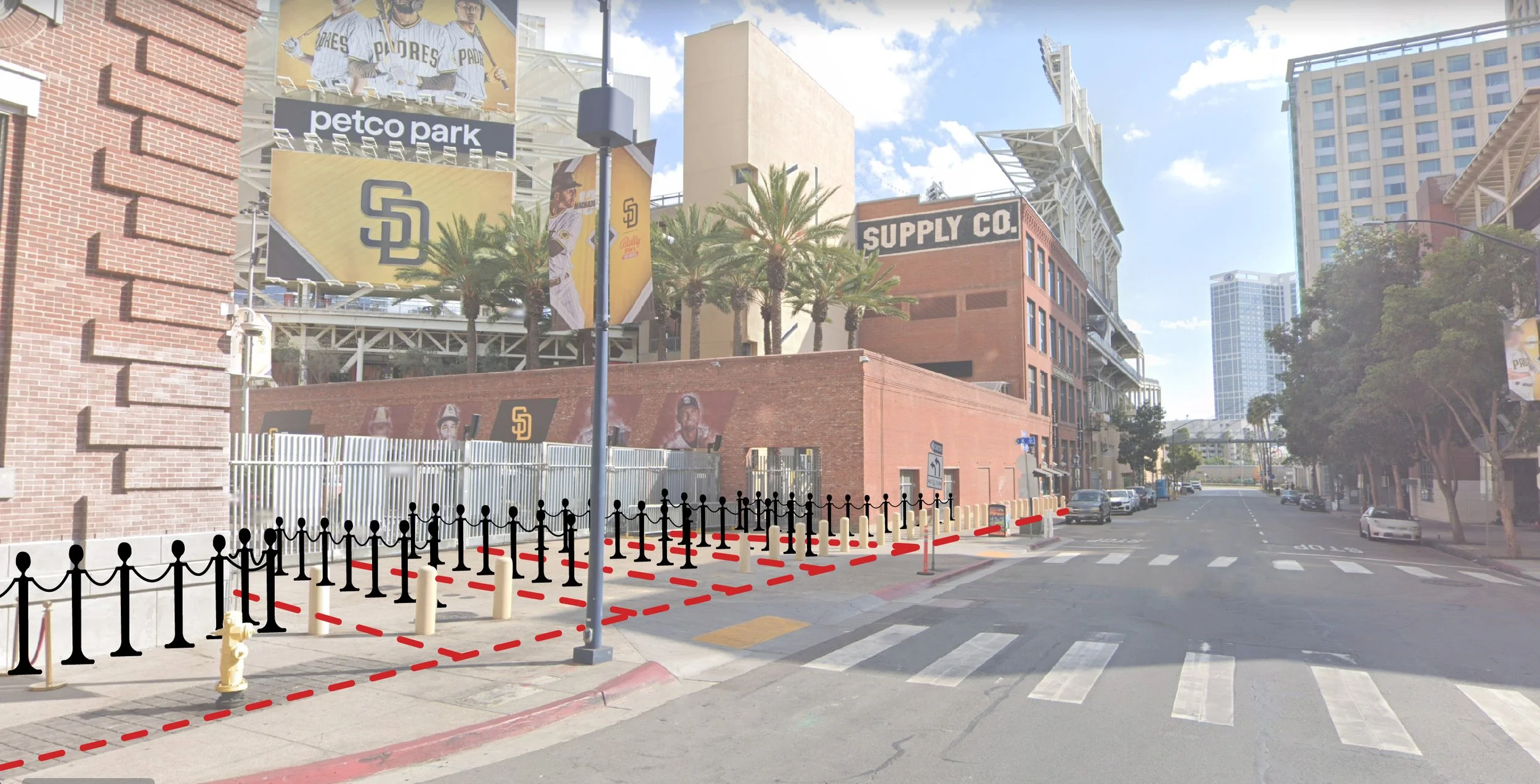 Park Blvd Entrance - Petco Park.Stanchions. Walking route .v1-03.jpg