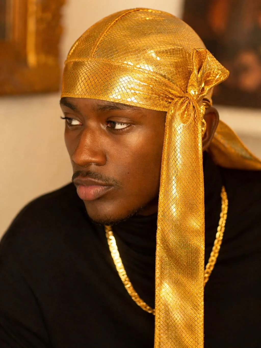 Gold iridescent, snake skin available today! Link in bio #durag #durags #hiphop #anonymousplugs #APDurag