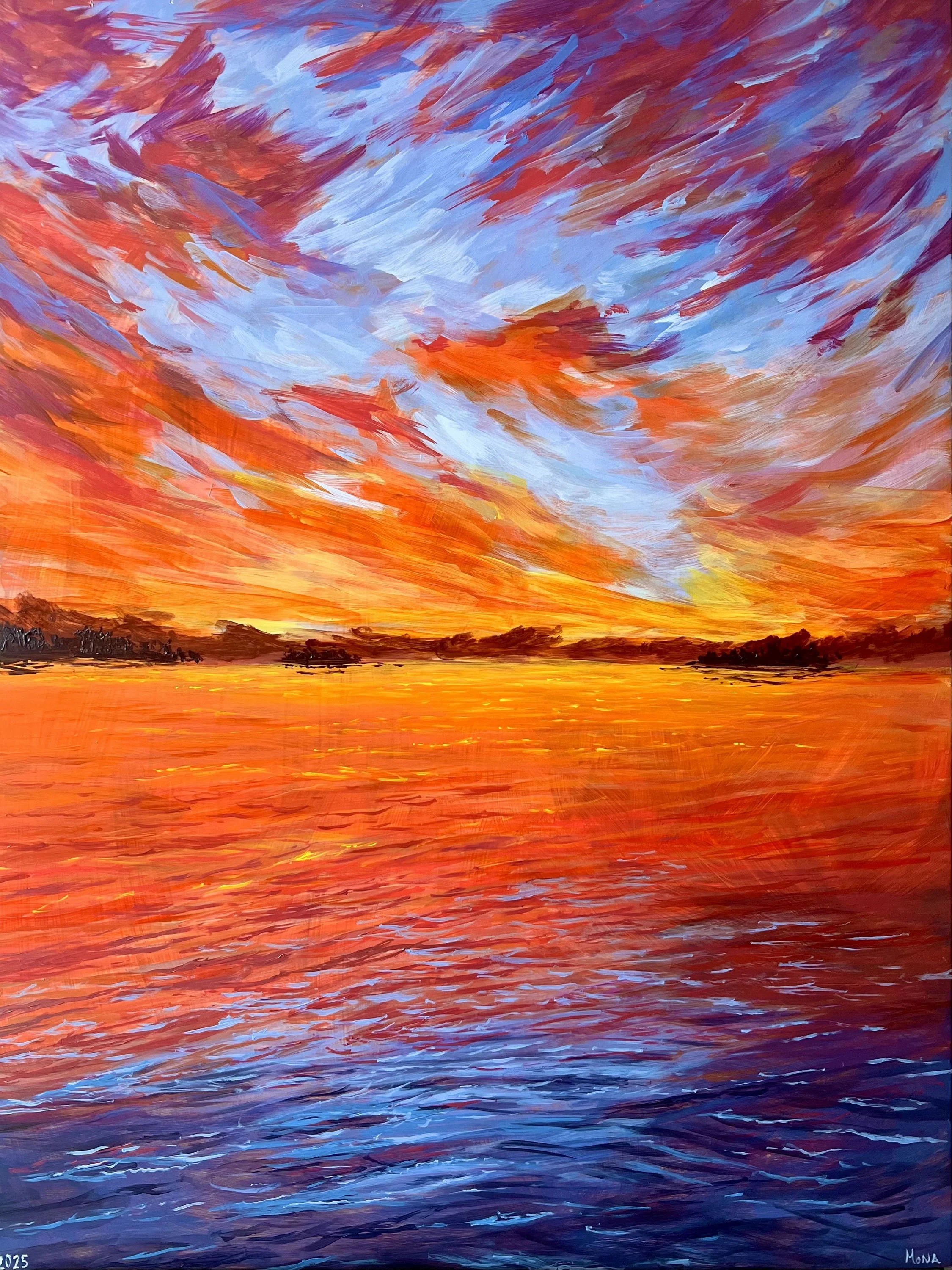 Mona Sahney  My name is Mona Sahney and I am a 23-year-old landscape artist born in Louisville, Kentucky. I am an entirely self-taught painter, and specialize in acrylic and digital landscape pieces aiming to display the beauty of the natural world. 