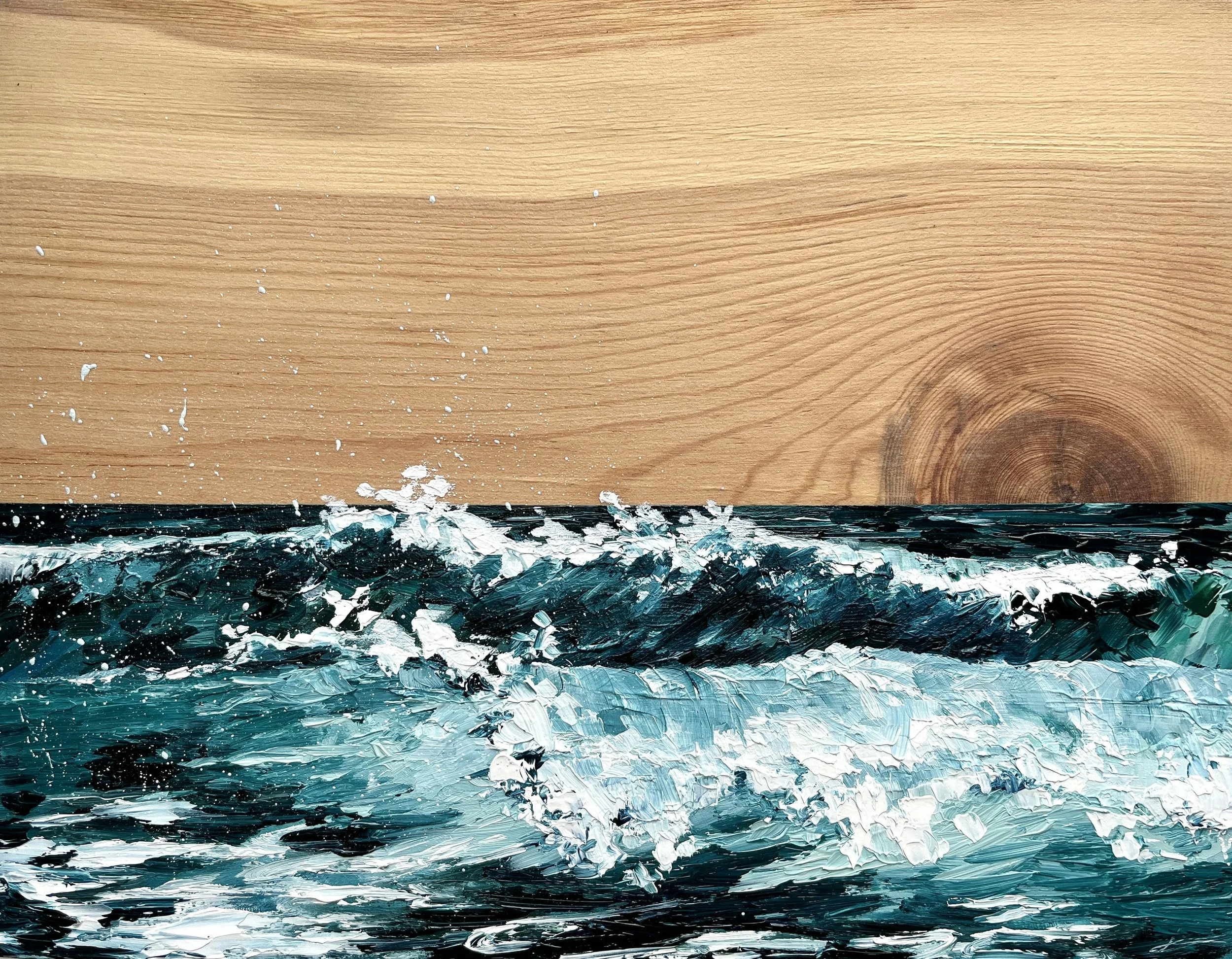 Jamie Gibbons  
I collect materials that have their own prior life – reclaimed wood, unfinished cabinet doors, salvaged windows, and more – and continue their story in oil paint. I am drawn to quiet scenes where light, shadow, and reflection speak vo