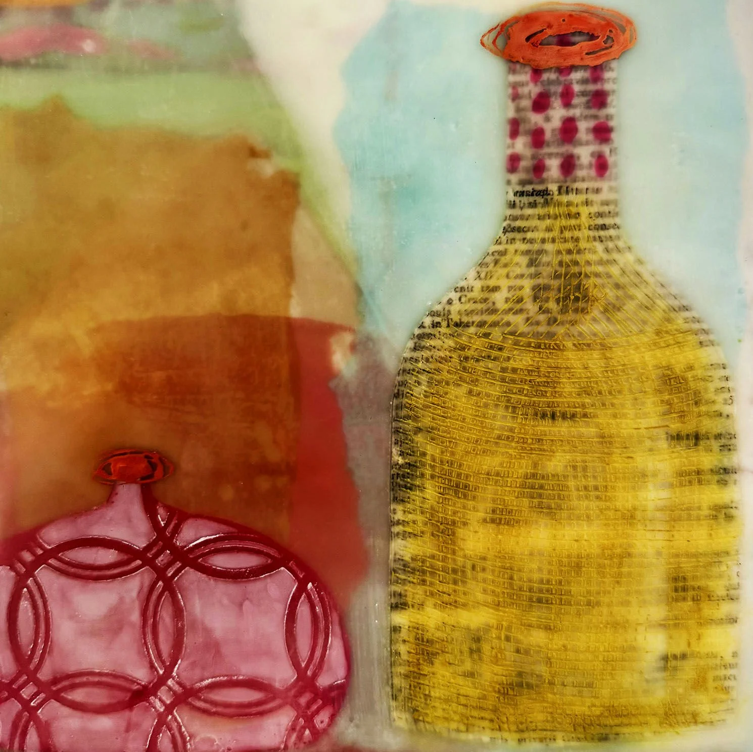 Lorrie DiCesare  
Lorrie DiCesare, Encaustic/mixed media Painter and Enamel mixed metals Jeweler, has been pushing the boundaries of her artwork with experimentation, technique, color and texture since 1990. Lorrie's work is described as playful and 