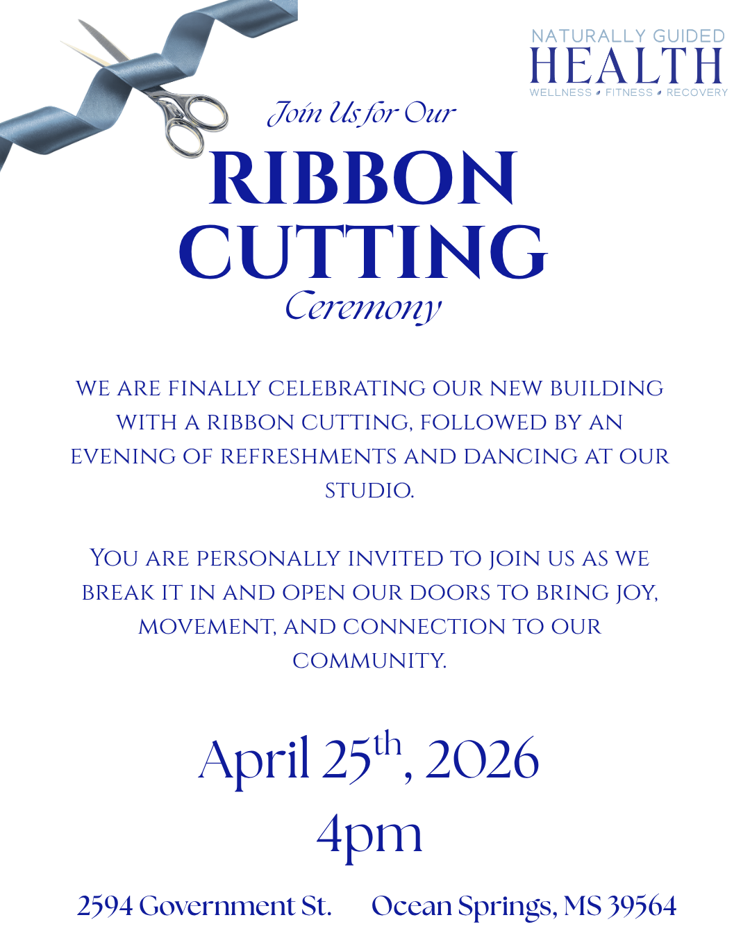 May 25th Ribbon Cutting with Refreshments &amp; Dancing