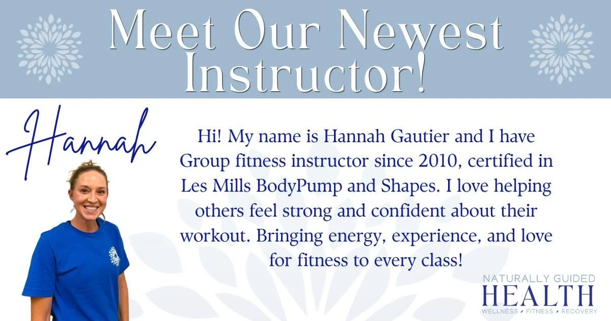✨ Meet our newest instructor, Hannah! ✨

Hannah will be leading our Forever Young Burn class starting next Thursday and it&rsquo;s going to bring the energy!🔥

Help us welcome Hannah to our Naturally Guided Health family! Ready to feel the burn? Sig