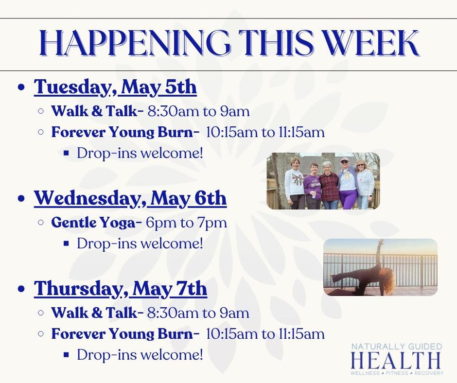 New week, new chances to move, breathe, and connect! 💙

We&rsquo;ve got a full lineup waiting for you: Walk &amp; Talk, Gentle Yoga, and Forever Young Burn! Whether you&rsquo;re looking to get your steps in, stretch it out, or turn up the energy...w