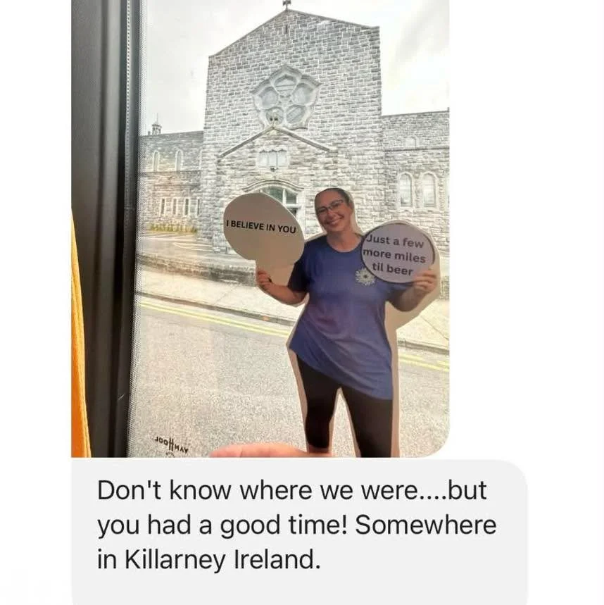 While the real Cathy is in Mississippi teaching classes, Flat Cathy is out living her best life in Killarney, Ireland! ✨

One of our amazing clients took her along for the adventure and she made it all the way across the ocean just to soak in the vie