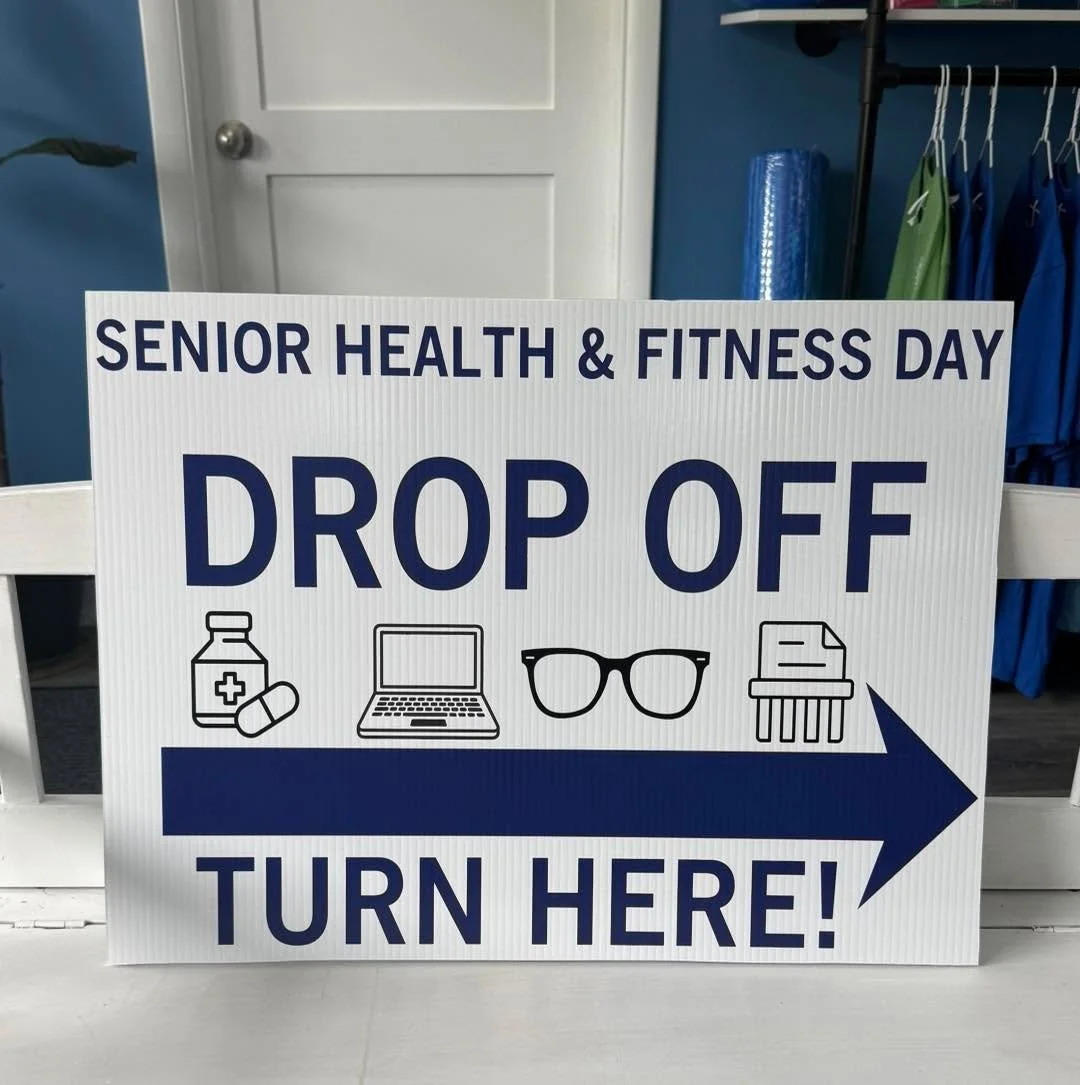 🚨 Look for THIS sign tomorrow! 🚨

When you arrive at our Senior Health &amp; Fitness Day, follow this sign to drop off your medications, documents for shredding, eyeglasses, and old devices.

✨ Be sure to drop off your items FIRST before parking!

