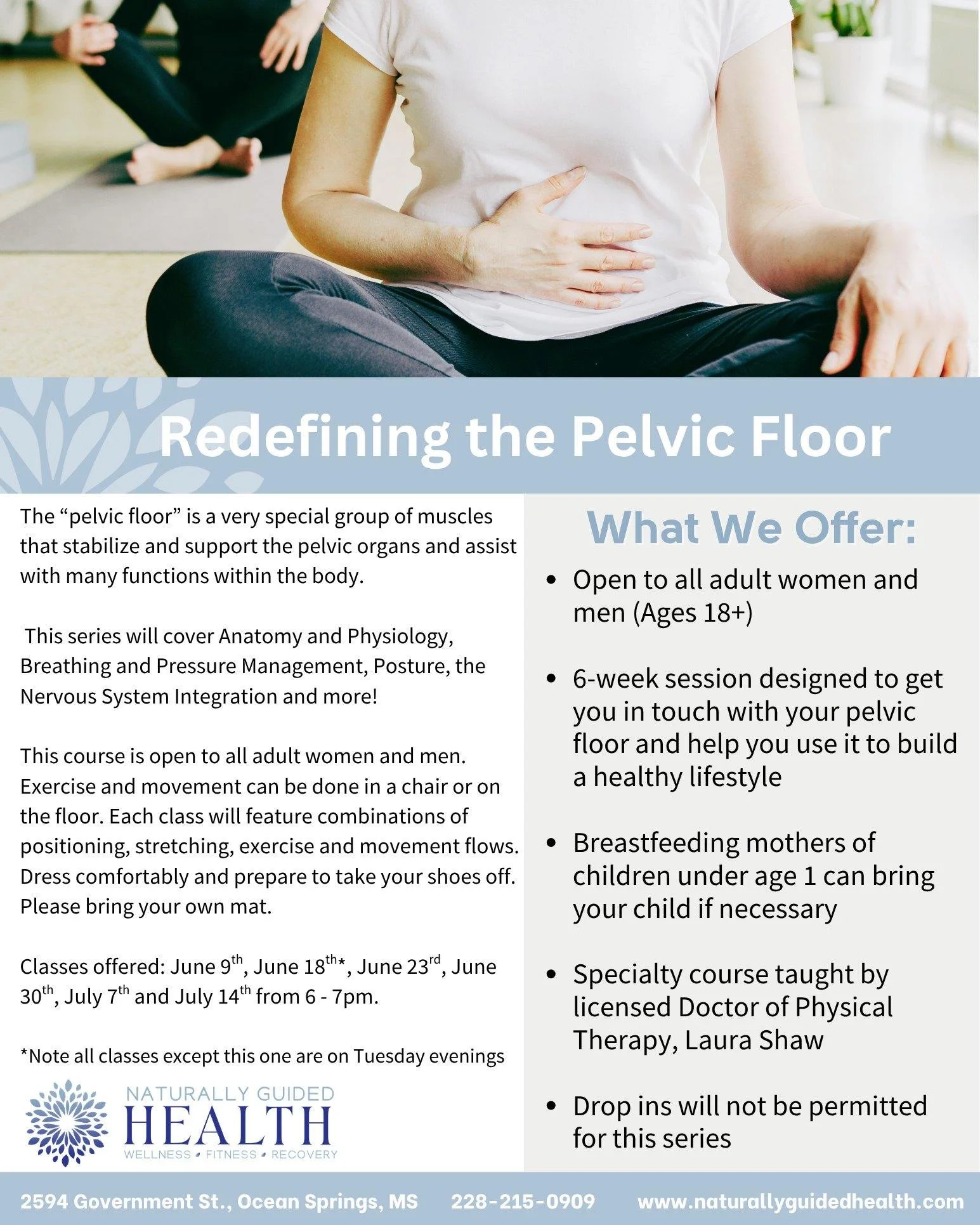 ✨ Introducing Our New 6-Week Series: Redefining the Pelvic Floor ✨

Starting June 9th, we&rsquo;re bringing you a powerful, educational, and supportive class designed to help you reconnect with your body from the inside out.

This isn&rsquo;t just ex