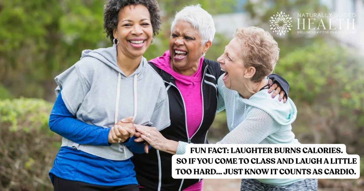Fun Fact: Laughter burns calories! So if you come to class and laugh a little too hard...just know it counts as cardio! #NaturallyGuidedHealthMS #NaturallyGuidedHealth #OceanSprings  #FeelGoodAgain #healthyhabits