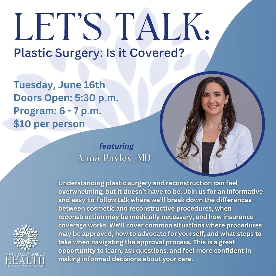 Let&rsquo;s Talk: Plastic Surgery- Is it Covered? is one week away!

You won&rsquo;t want to miss this informative and eye-opening discussion. We&rsquo;ll be breaking down what you need to know so you can make more confident, informed decisions.

🎟️