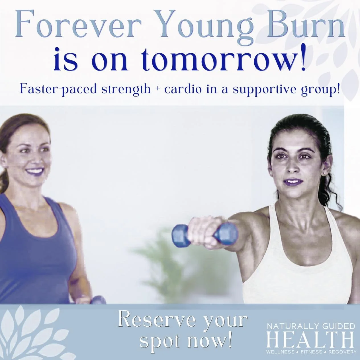 Tomorrow is your chance to show up for YOU! 💪

You don&rsquo;t have to be perfect... you just have to start. Come feel the burn, boost your energy, and leave feeling stronger than when you walked in.

Drop in to Forever Young Burn for just $15! Save