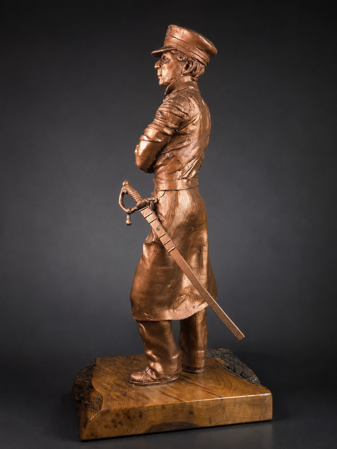 Admiral David Farragut sculpture by Sharon Cruson, left side view highlighting sword and uniform details