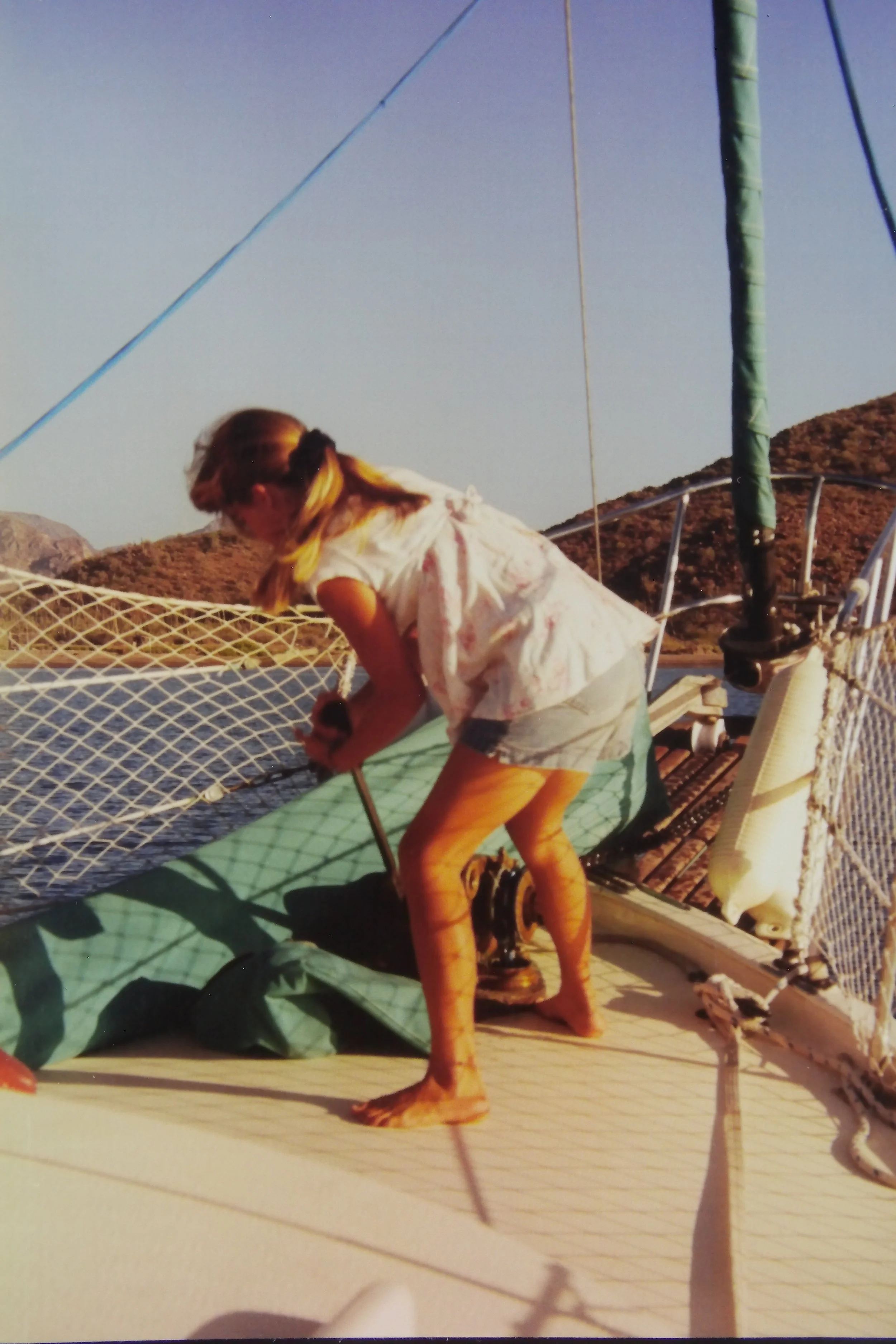 4.98 San Evaristo, Sam cranking in the anchor.JPG