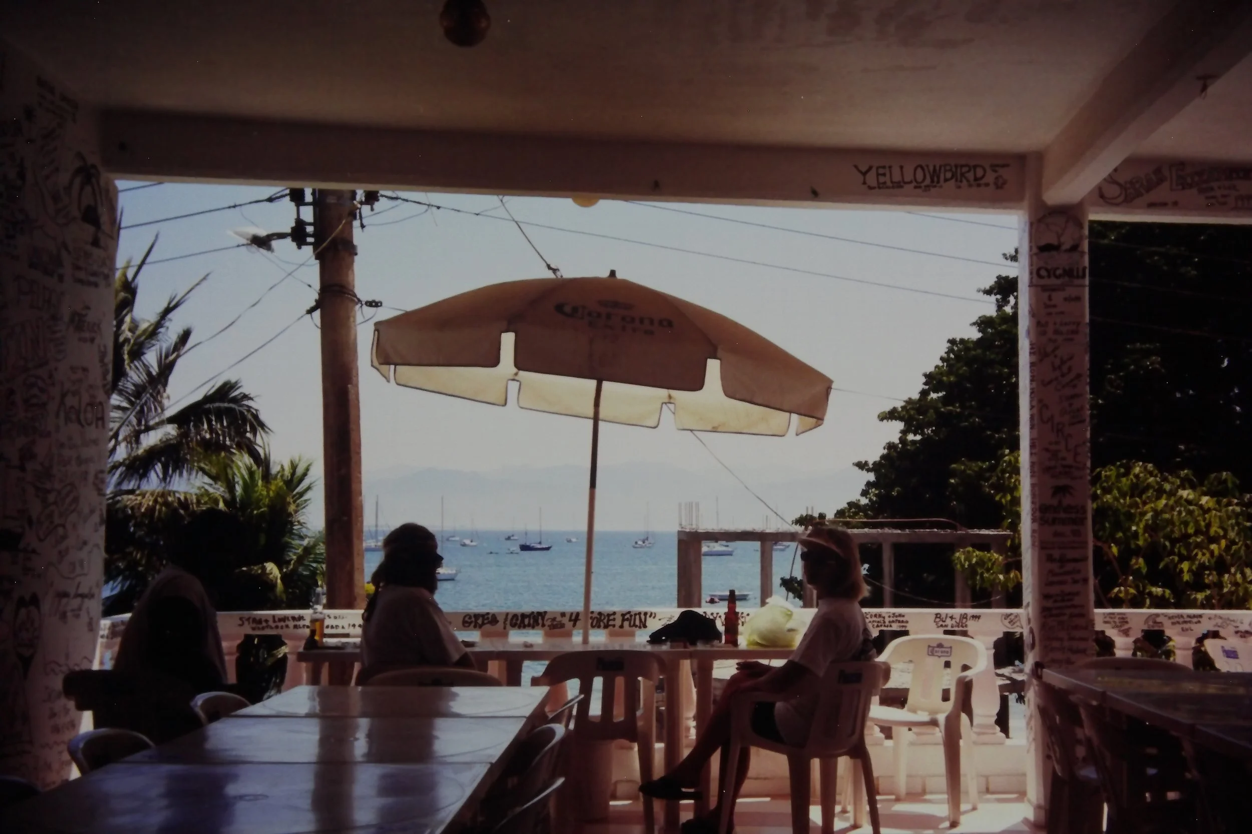  Richard, Dad and Barb with the view of the bay from Crew’s Quarters 
