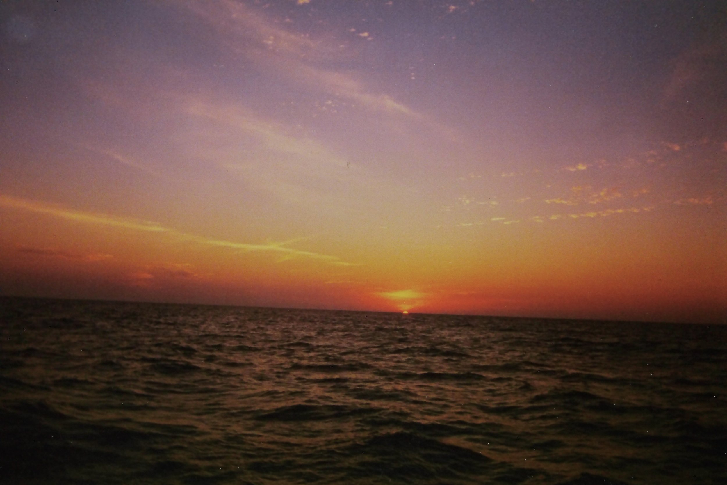 Sunset crossing to La Cruz 2000.JPG
