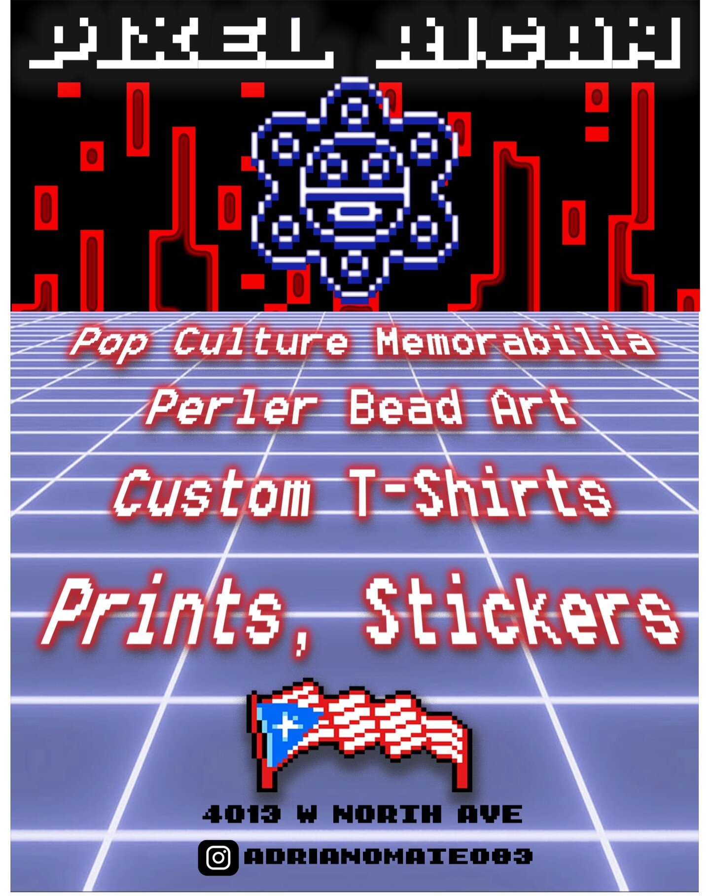 Meet our vendor Adrian @adrianomateo83 - creator of The Pixel Rican. 

Please be sure to visit Adrian at our Mercado del Pueblo: North Ave!

4013 W North Ave
Chicago, IL 60639

Our hours of operations are Sat &amp; Sun 11am - 5pm. 
▪️
▪️
▪️
The Pixel