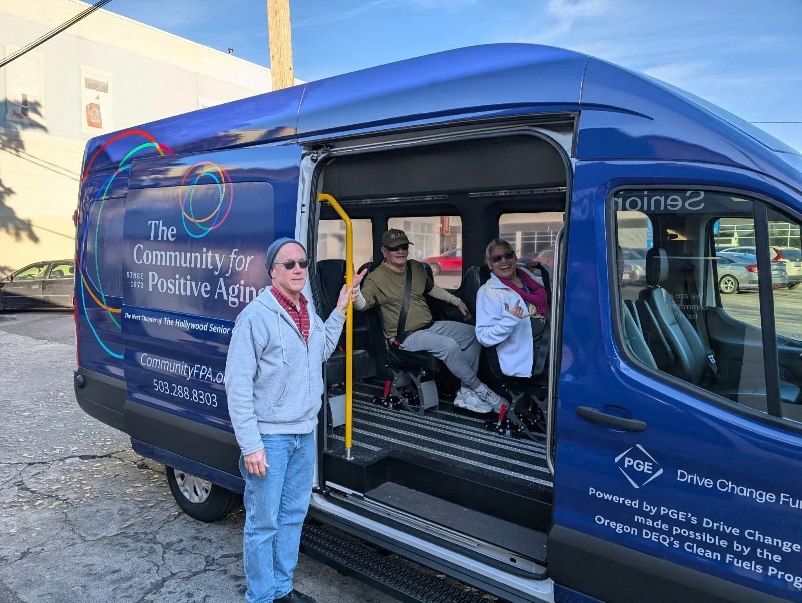 Transportation That Connects Our Community &amp; Drives Change with support from the PGE Drive Change Fund, made possible by Oregon DEQ’s Clean Fuels Program.