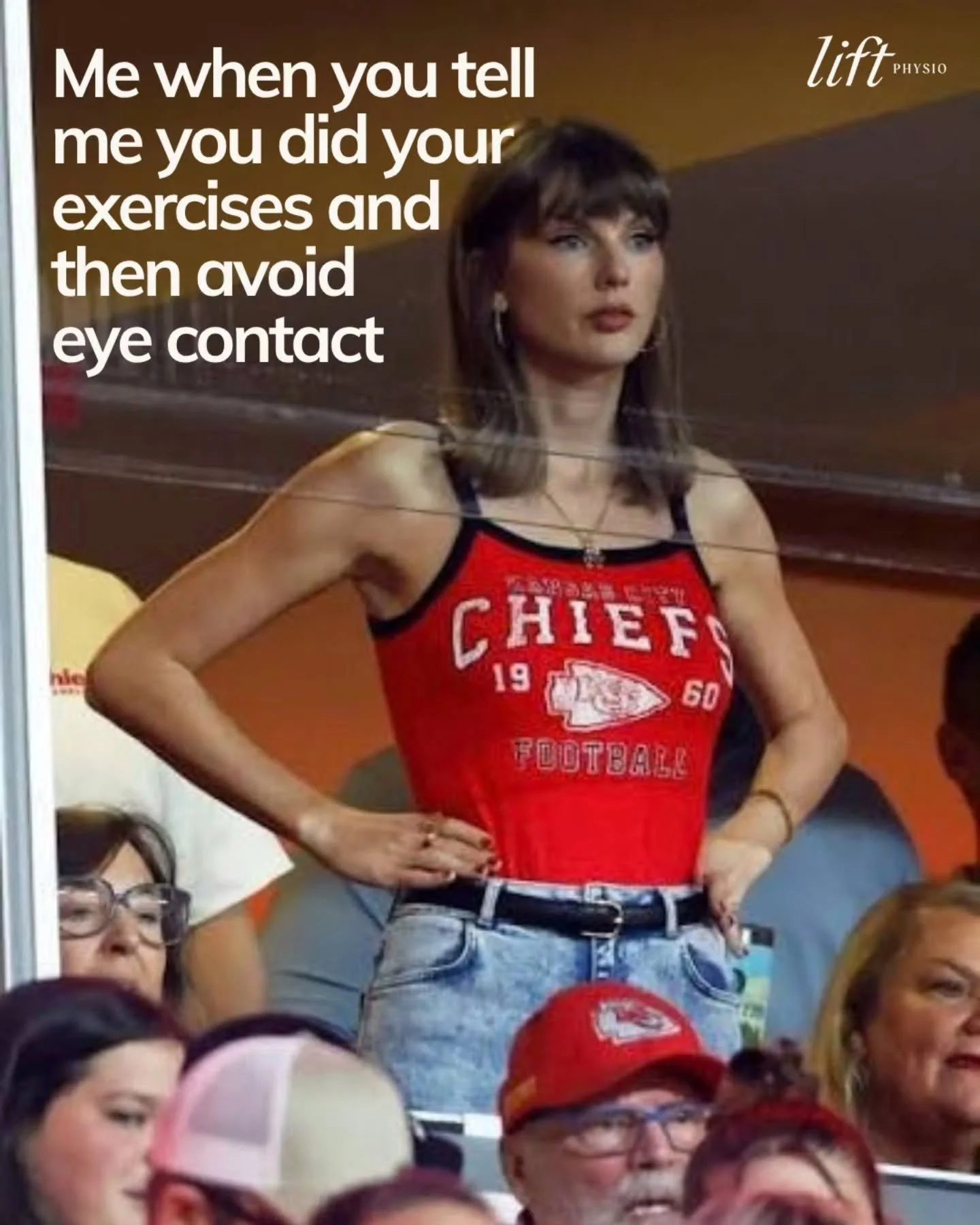 Apparently Taylor has a face for every conversation I&rsquo;ve ever had in the clinic. If you&rsquo;ve said one of these to your physio, I promise you&rsquo;re not the first 😉

#physiomagdalena #physiotherapy #physio #taylorswift #airdriebusiness