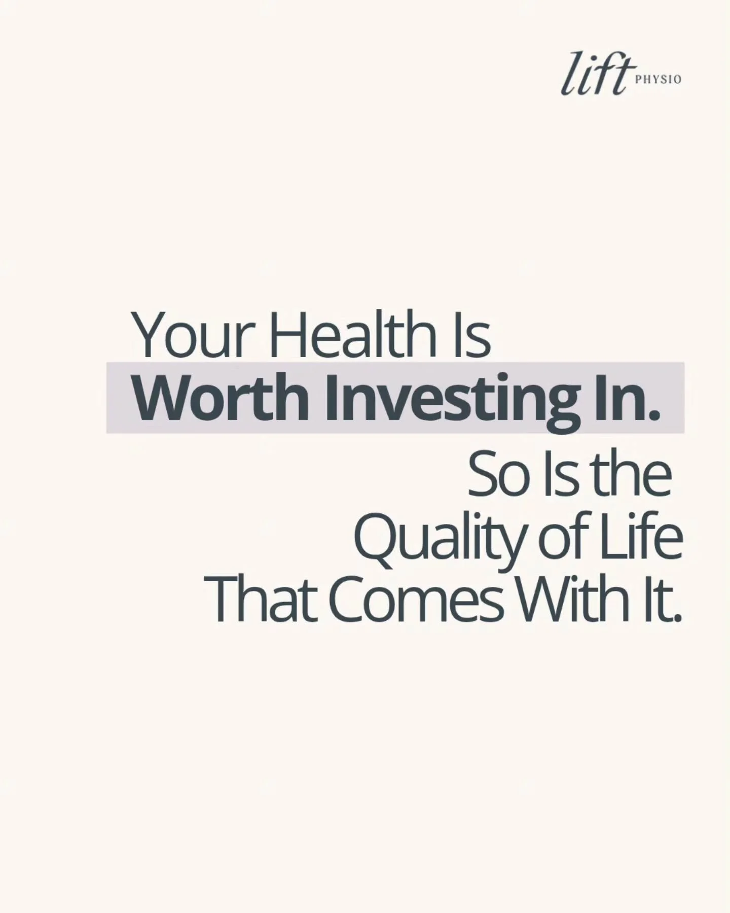 When we talk about investing in our health, we're really talking about investing in our quality of life. Our physical and mental wellbeing, our independence as we get older and our ability to participate in everyday life in ways that matter to us.

O