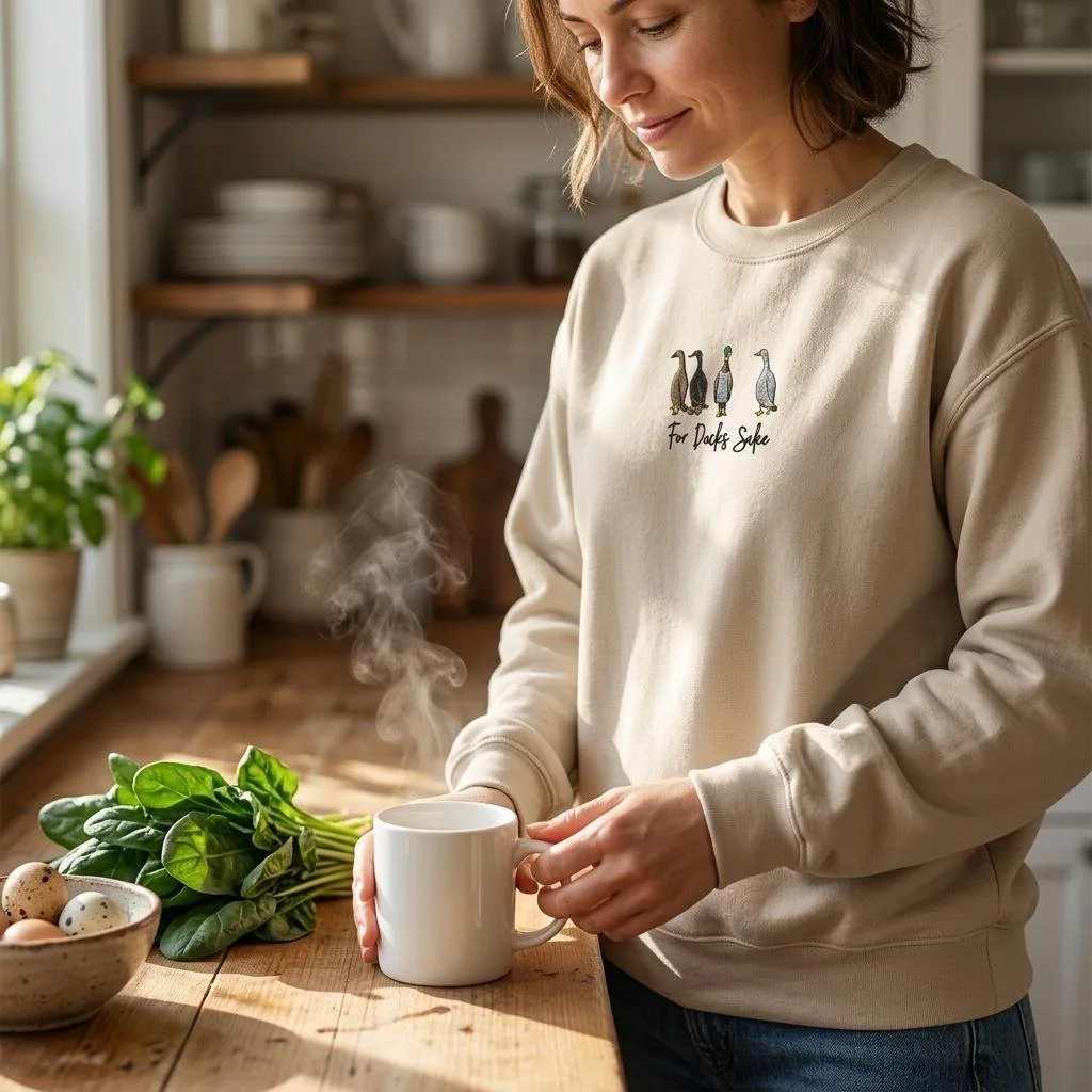 For Duck's Sake Embroidered Crewneck Jumper (Sand)