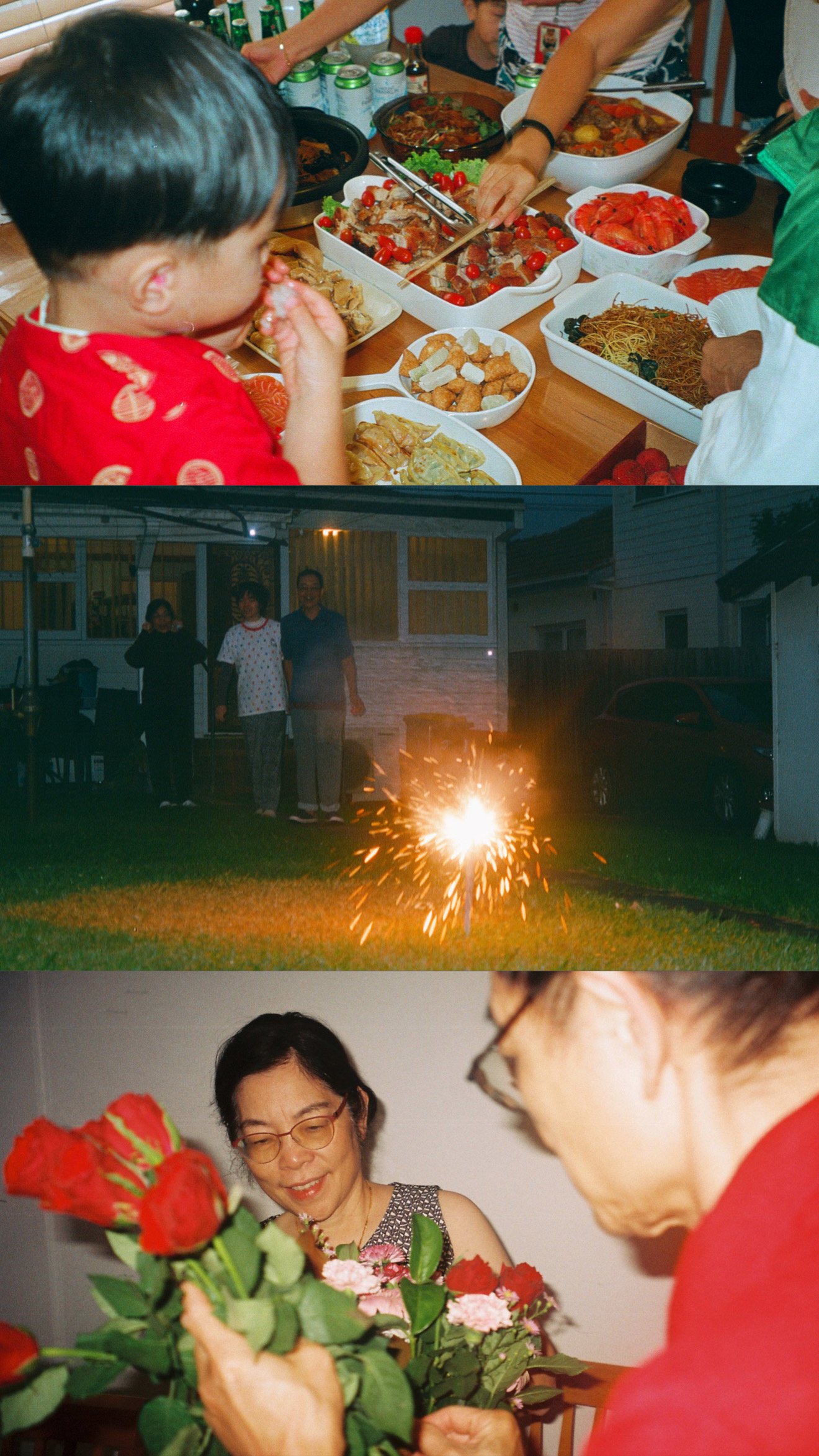 [Celebrations of home by Ellen Yangwei Luo] - Home is red when it comes to festivals and celebrations, the table crowded with dishes chosen for the idioms and wishes woven into their names. The house is rarely quiet, filled with overlapping voices, l