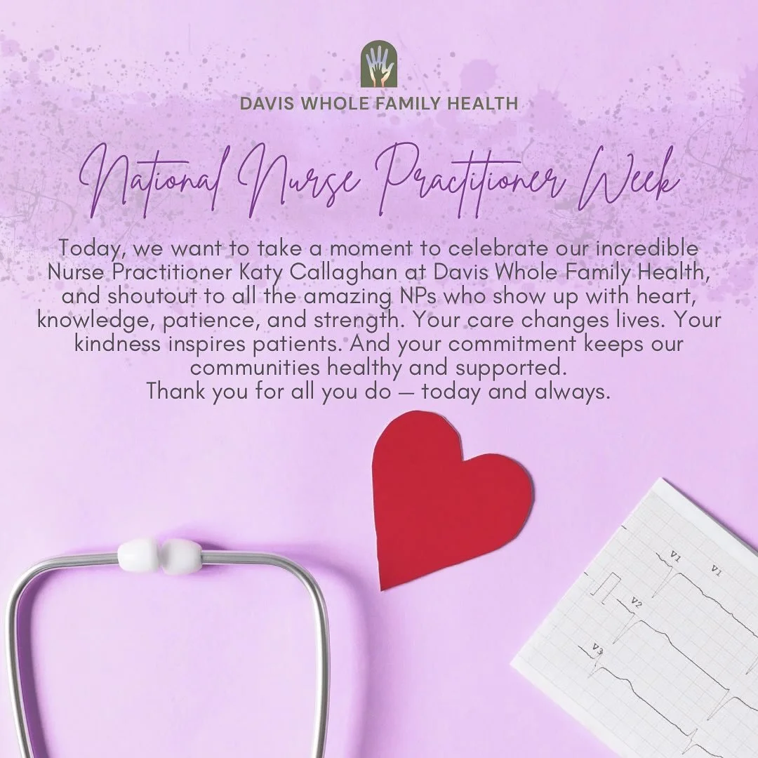 Cheers to the NPs who advocate, educate, and heal. Your work truly matters. 💜🩺 
#NPWeek #nursepractitionerweek #DWFH #DavisWholeFamilyHealth