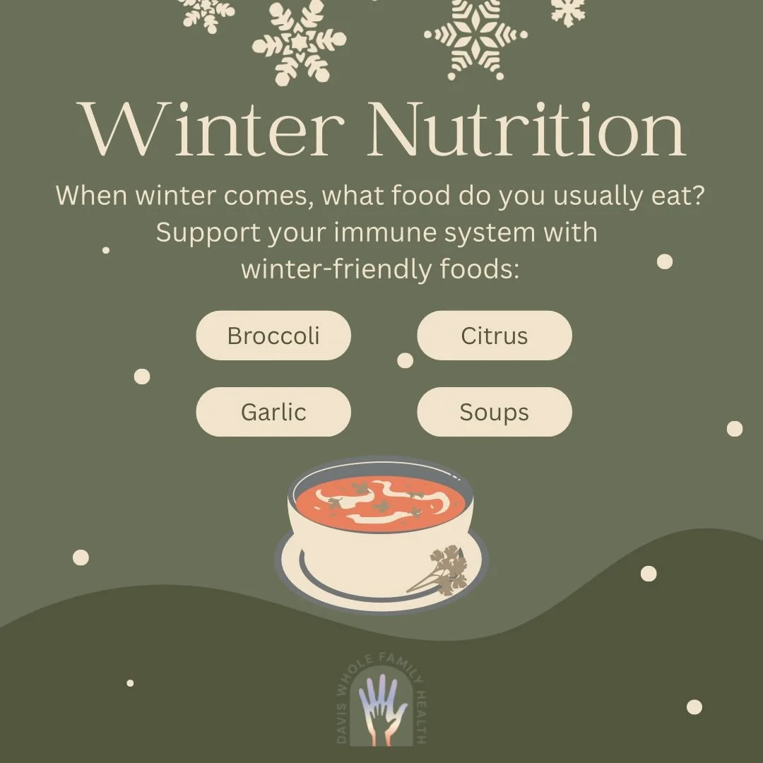 Cold weather calls for warm meals! Soups, veggies, and citrus fruits help fuel your body and support winter wellness. #Wellness #Nutrition #Health #DWFH