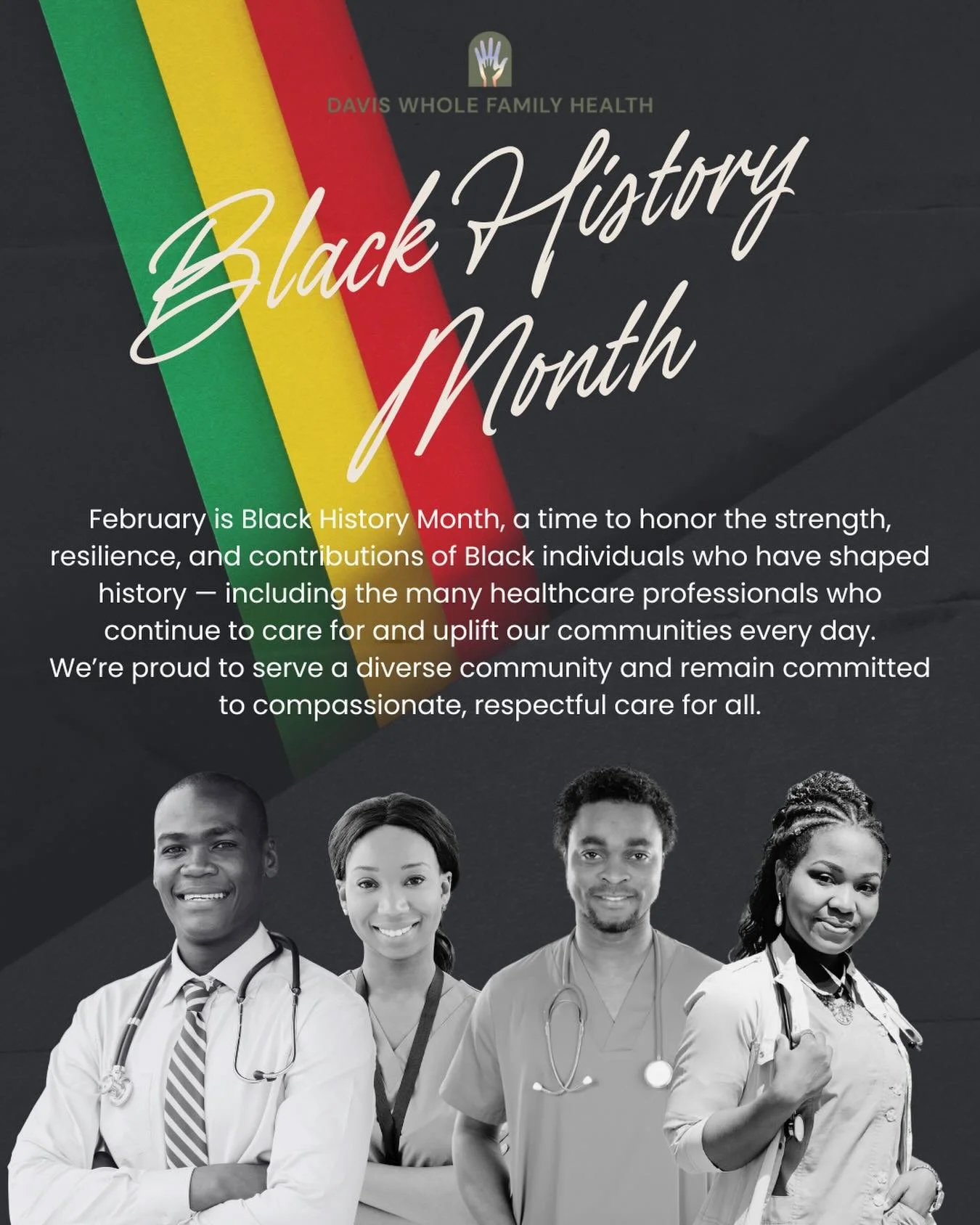 Honoring Black history. Celebrating Black excellence. Committed to health, equity, and community &mdash; today and always. 🖤 #DWFH #blackhistorymonth