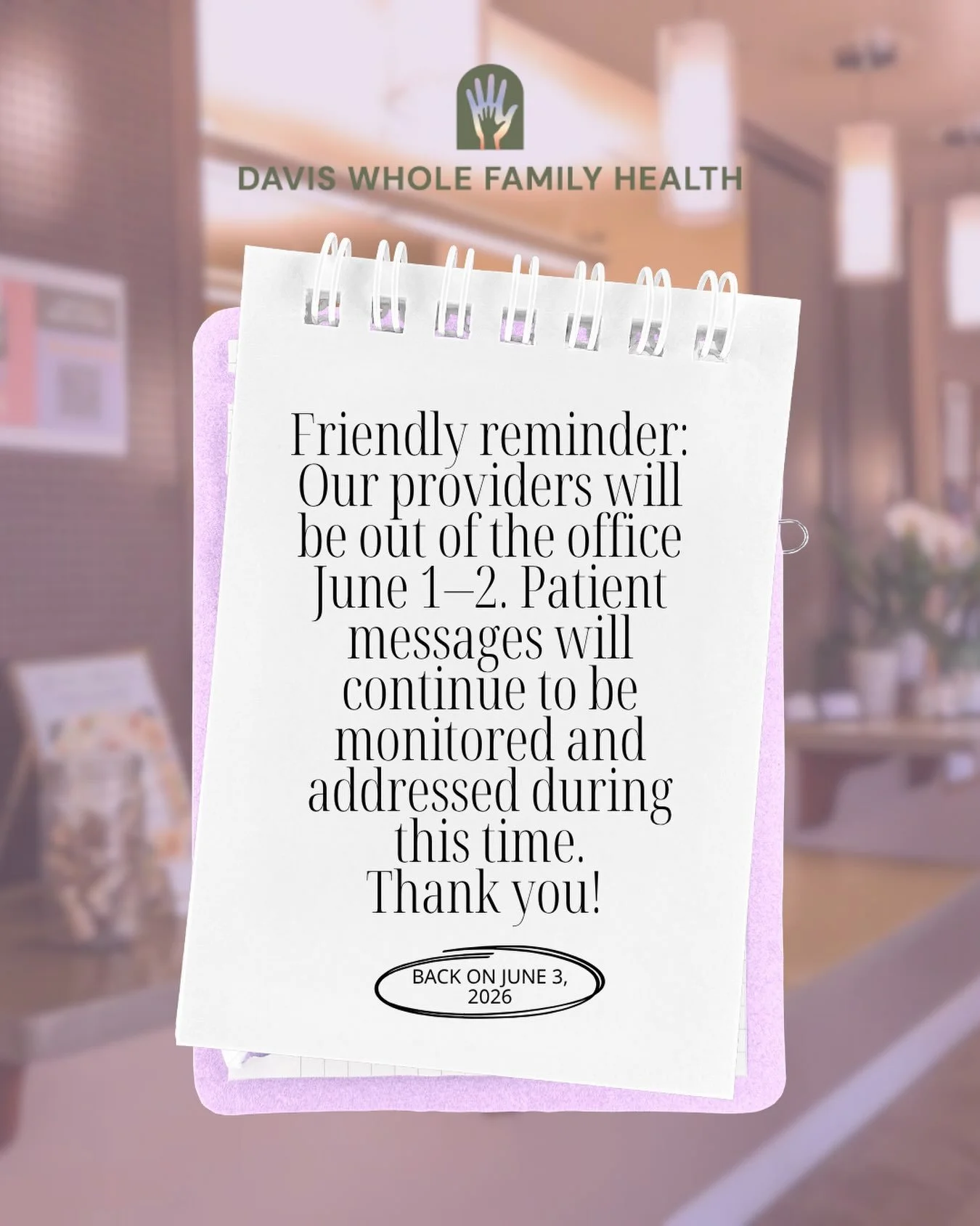 Thank you for your patience! #DWFH #FamilyMedicine #Healthcare