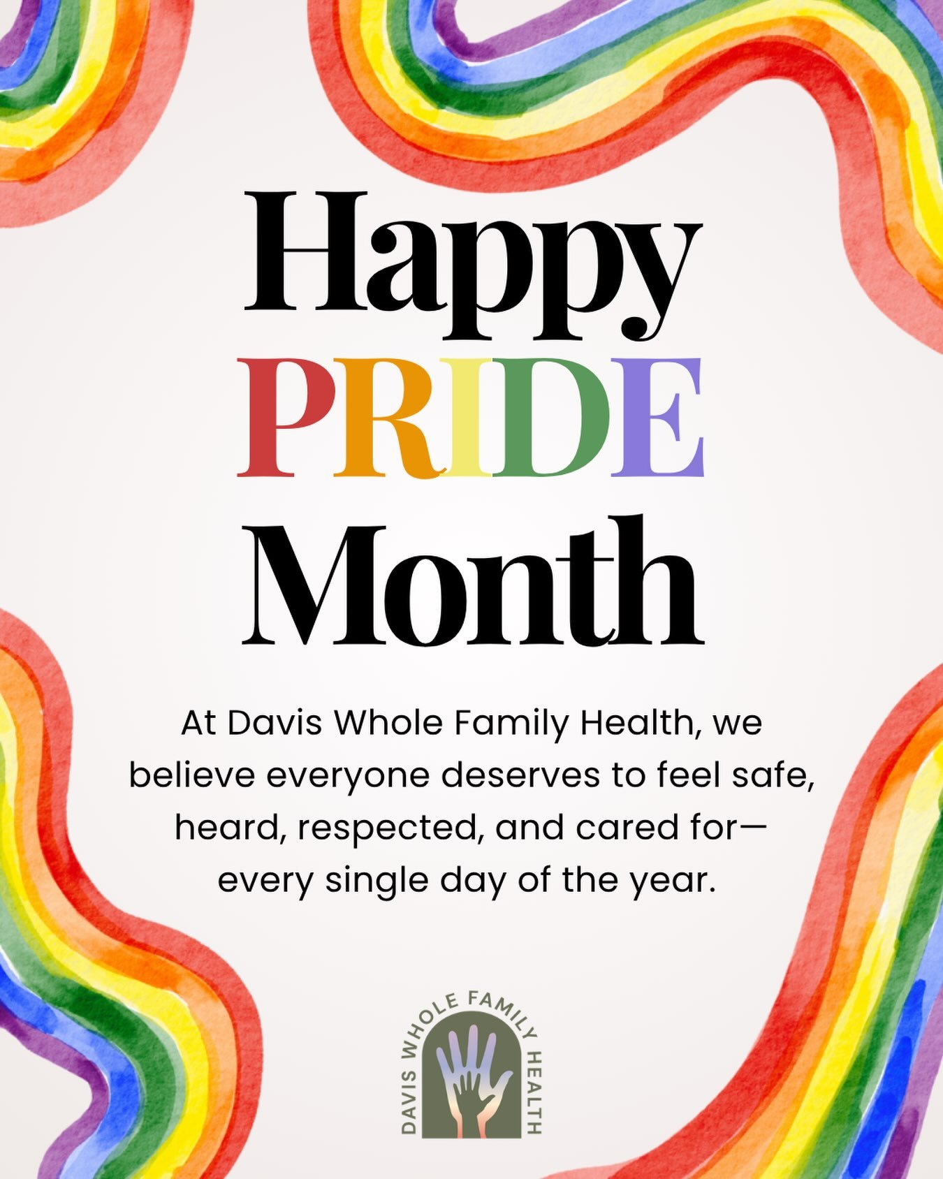 This Pride Month, we want our community to know that every patient deserves to feel safe, respected, heard, and cared for. 🌈💙

At Davis Whole Family Health, compassion and inclusive care are values we carry with us every single day of the year.

We
