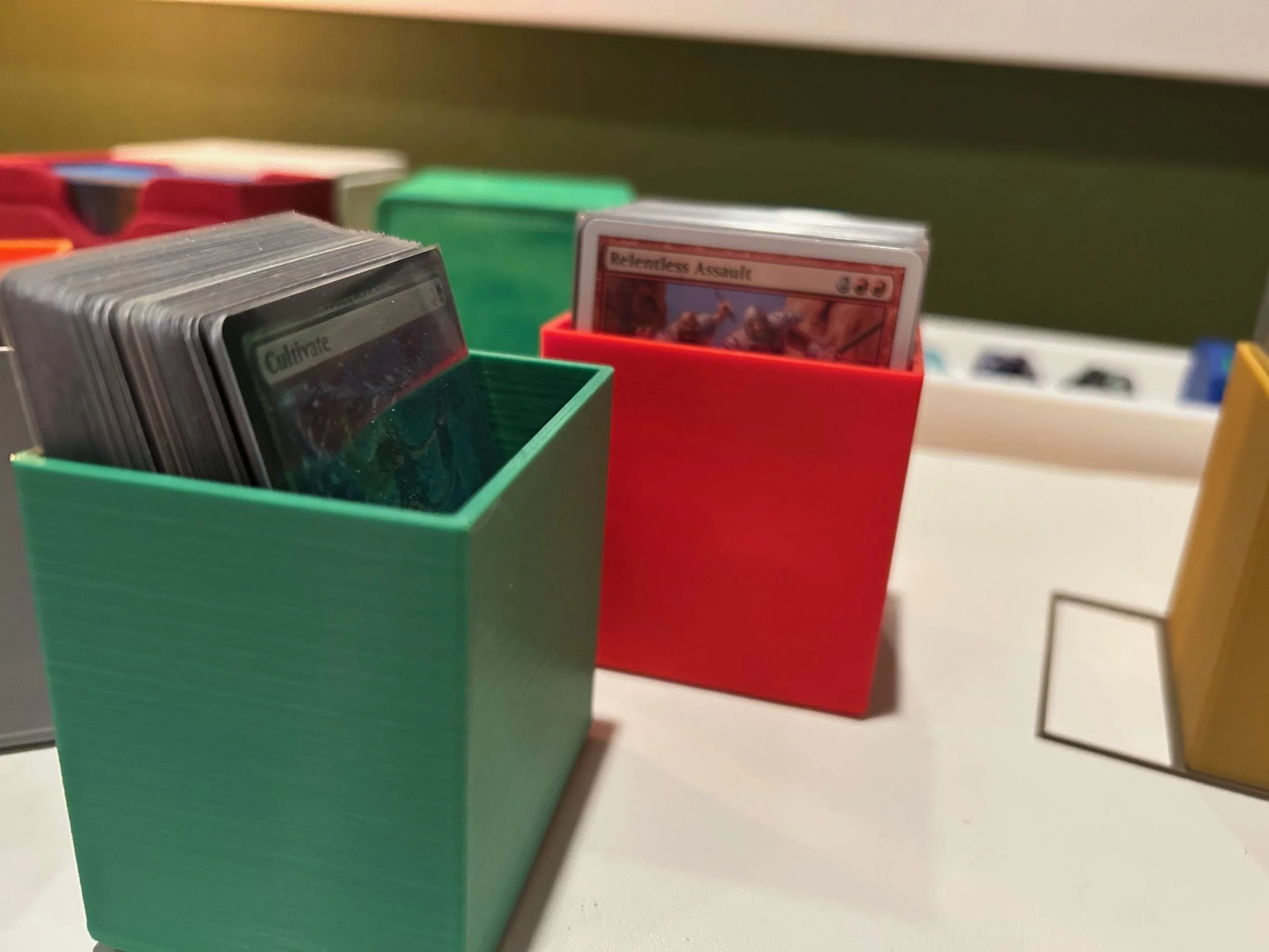 3D printed Trading Card Storage Box in multiple colors