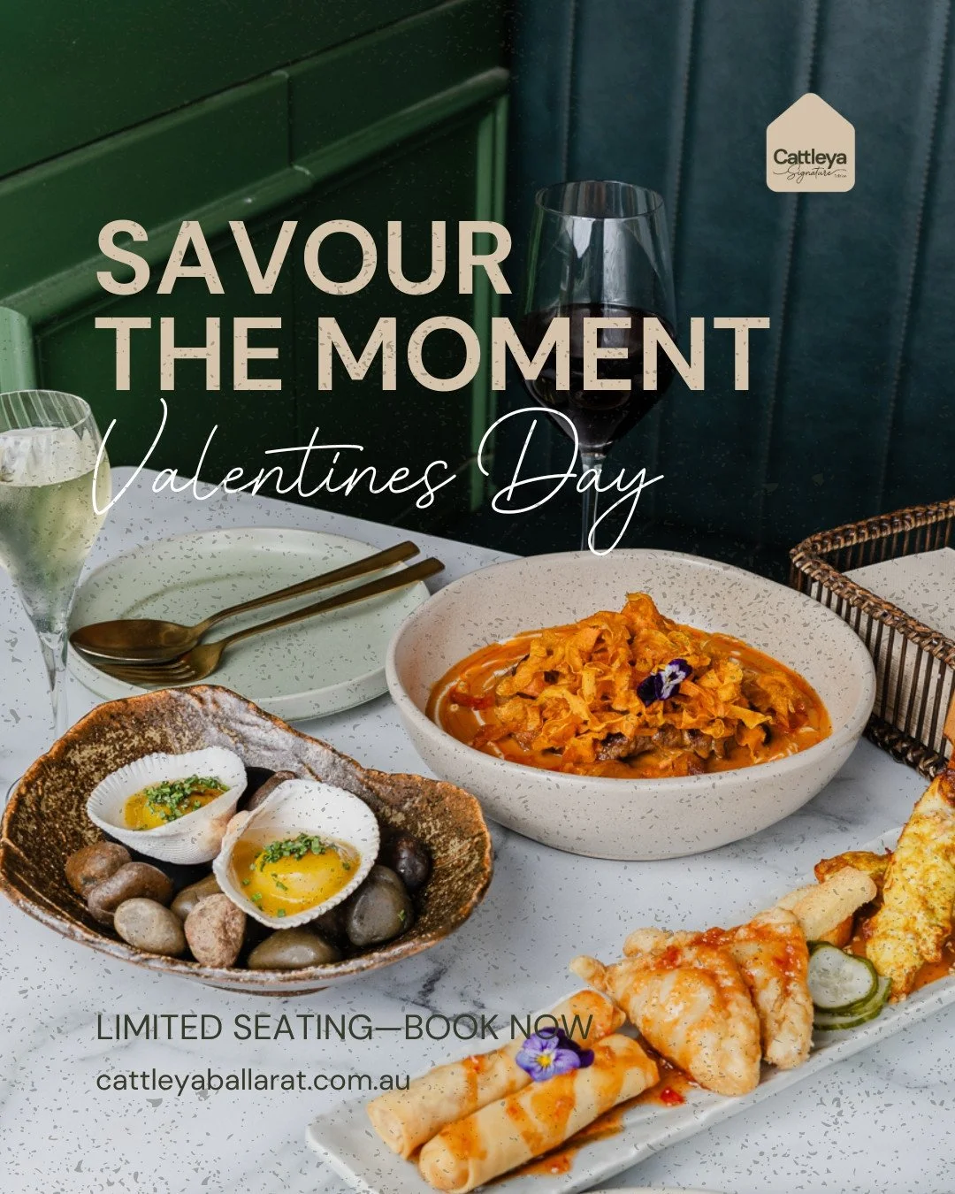 Valentine&rsquo;s Day, done with intention. Signature flavours, thoughtful dishes, and a night worth lingering over ✨️ Bookings are essential to secure your spot. ⁠
⁠
Head to www.cattleyaballarat.com.au