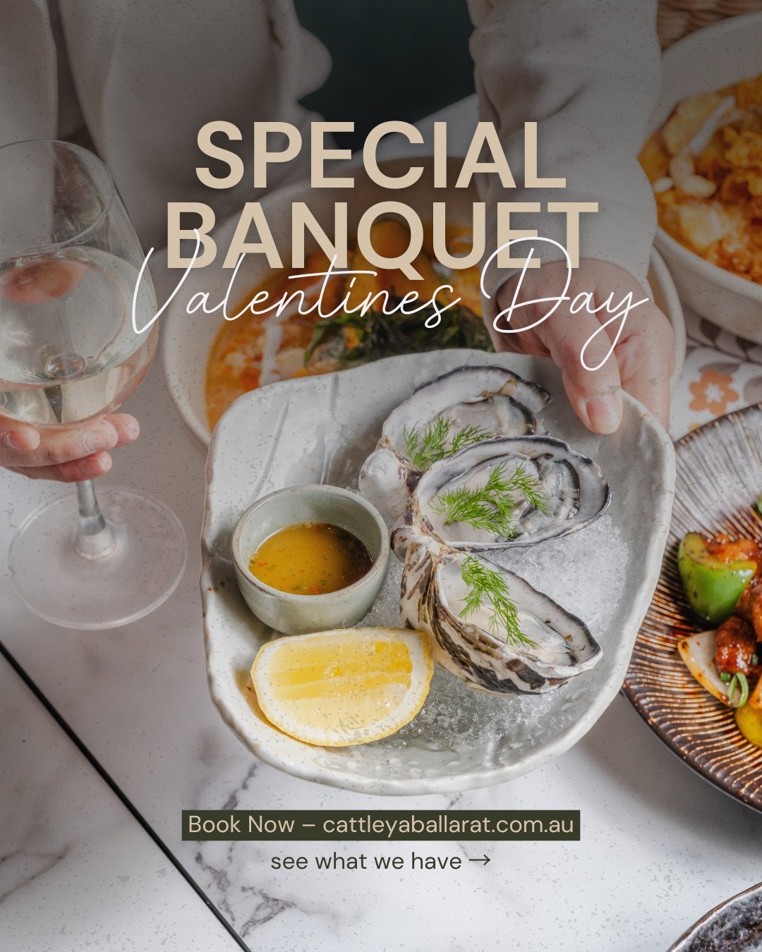 Valentine&rsquo;s Day, the Signature way 💘⁠
⁠
Our $99pp Valentine&rsquo;s Banquet is designed for sharing and savouring, from the first sip to the final bite.⁠
⁠
Welcome wine on arrival, swipe to see our menu! ⁠
Bookings essential, www.cattleyaballa