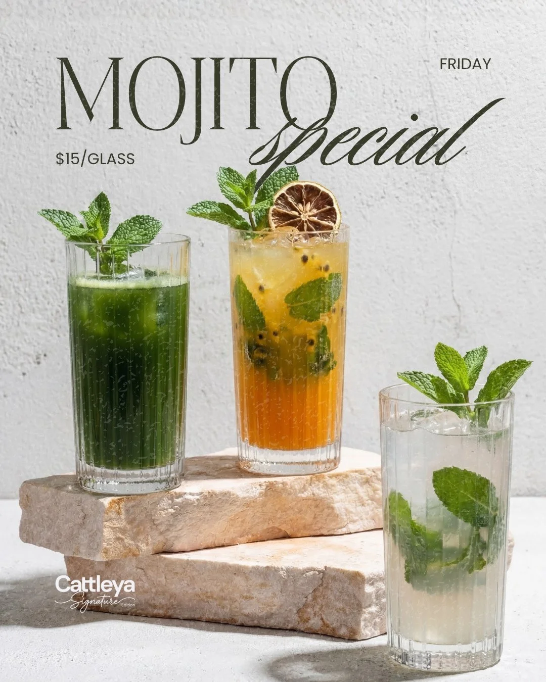 Fridays done properly. $15 Mojitos all day, lunch sorted from $21, and Happy Hour from 8 to 10pm.⁠
⁠
Book now via www.cattleyaballarat.com.au⁠
⁠
Join us: Mon 5pm&ndash;10pm | Thu 5pm&ndash;10pm Fri&ndash;Sat 12pm&ndash;3pm, 5pm&ndash;11pm Sun 12pm&nd