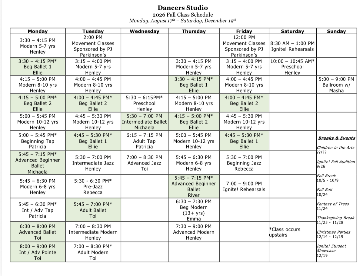 Ballet Dance Classes (Fall) [Monthly]