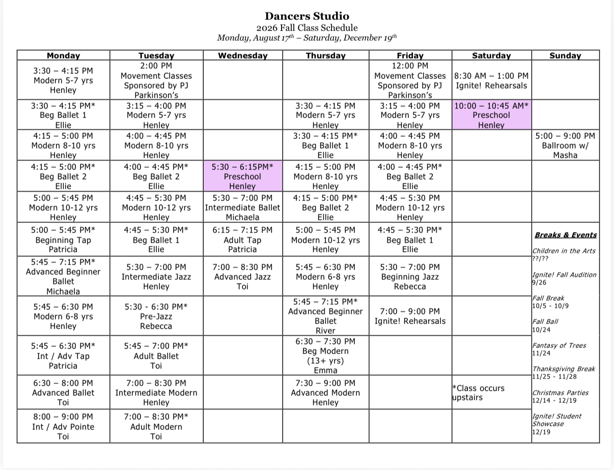Preschool Creative Movement (Fall) [Monthly]