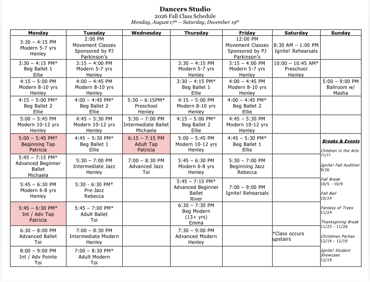 Tap Dance Classes (Fall) [Monthly]