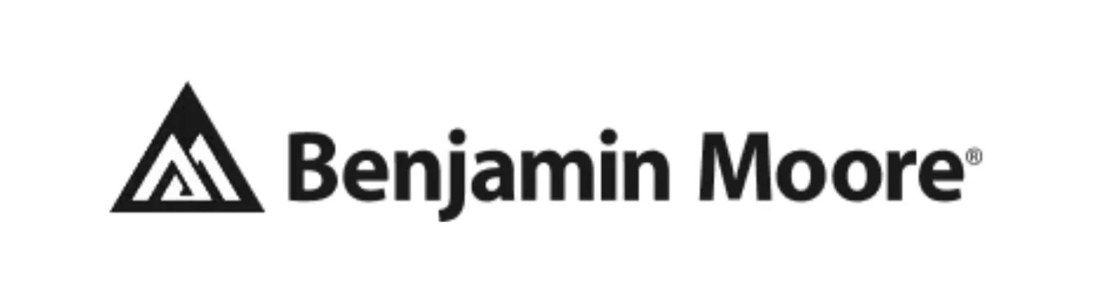 Benjamin Moore logo in black and white with stylized triangular icon and text