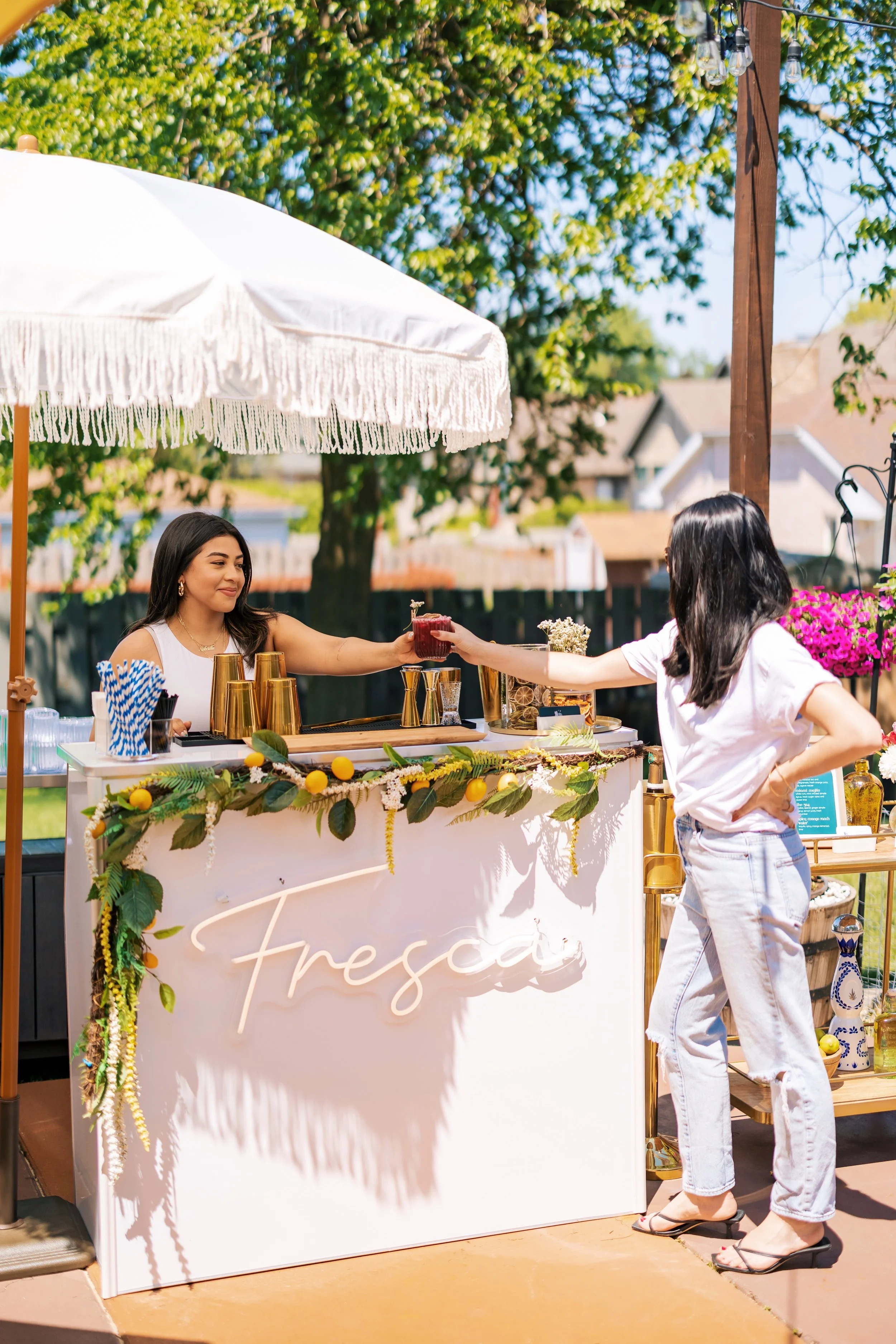 Northwest Indiana & Chicago mobile bartending. Mobile bartending. Private Event Bartending. Custom Cocktails. Aesthetic. Latina Owned. Customized cocktails. Events. Gold bar tools. Fresh Ingredients. Fresh Juice. Luxury