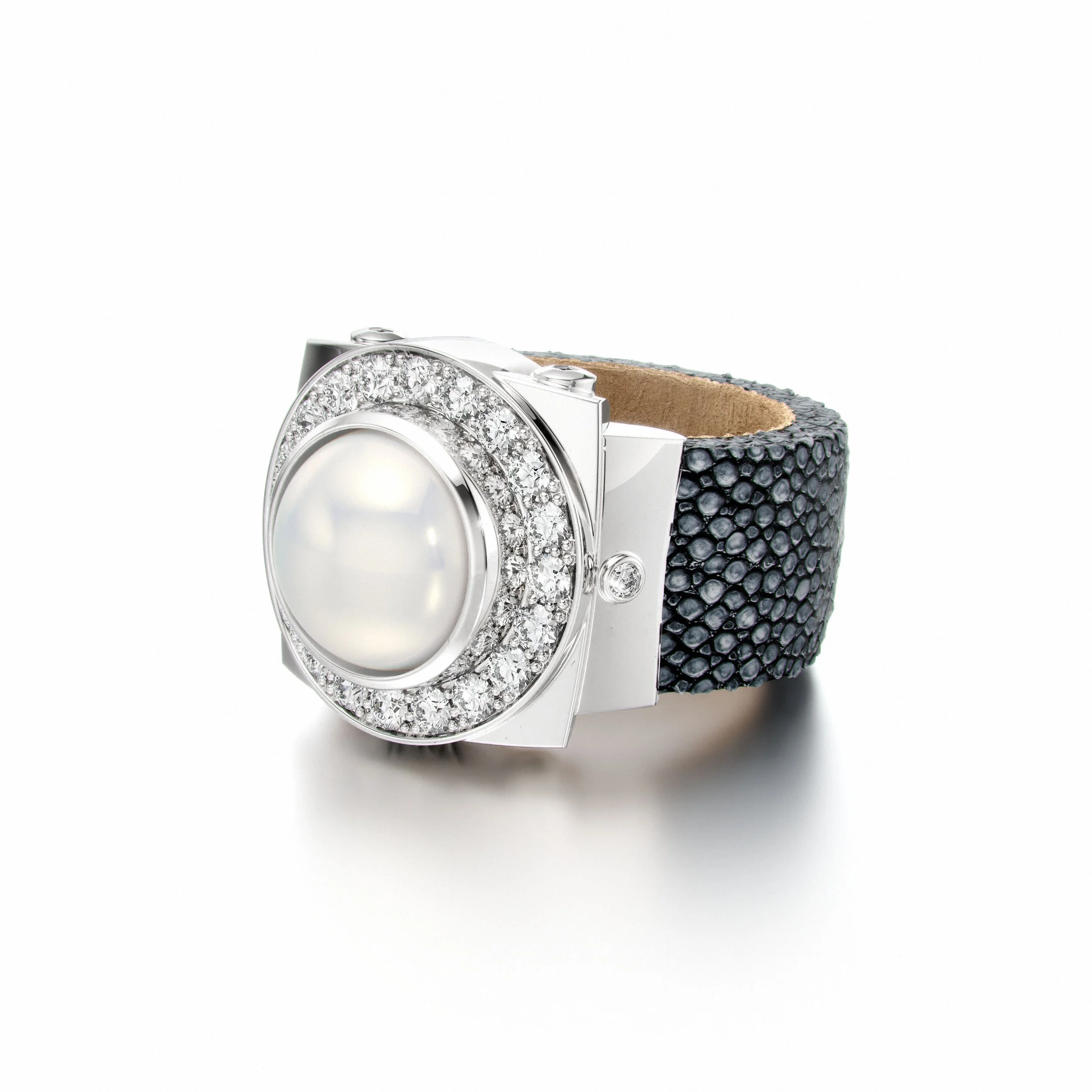 Harry Brunner-Cabochon Stingray Leather Moonstone Ring-1.jpg