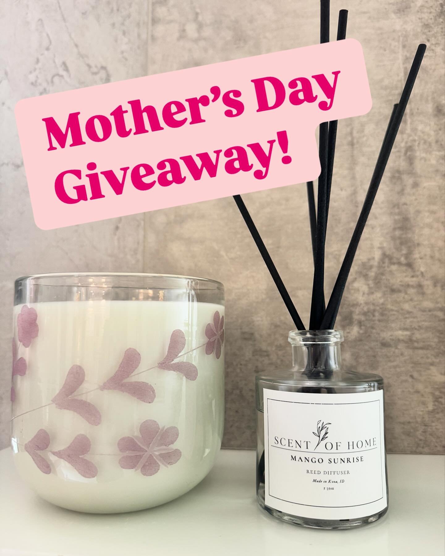 ✨ Mother&rsquo;s Day Giveaway ✨

Want to treat yourself or your mom this Mother&rsquo;s Day? 💐 Here&rsquo;s your chance to win two of our bestsellers &mdash; a Mango Sunrise Reed Diffuser + a 24oz Golden Hour Candle (an $80+ value!) 

To enter:
&nbs