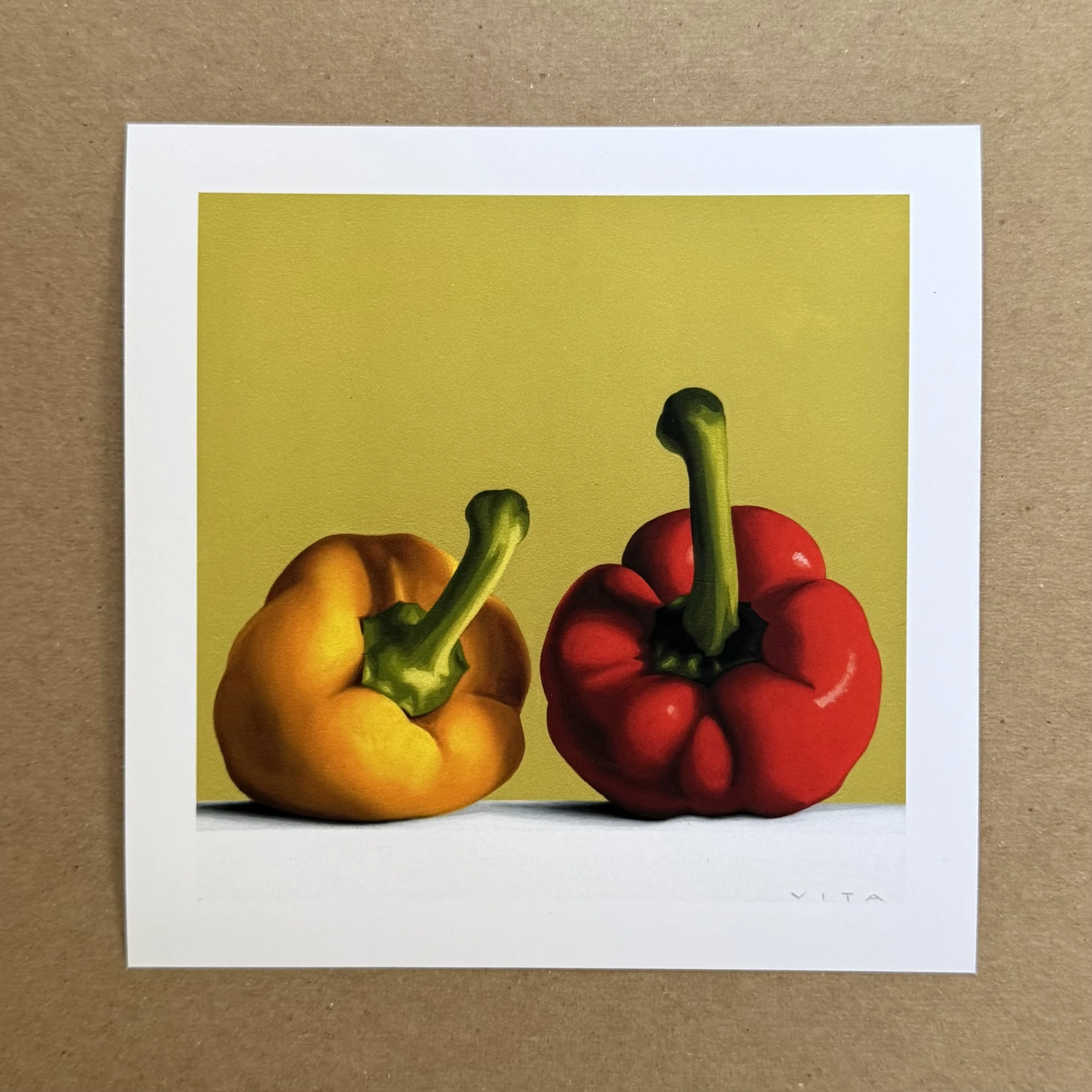 Yellow and Red Bell Peppers 6"x6" Print