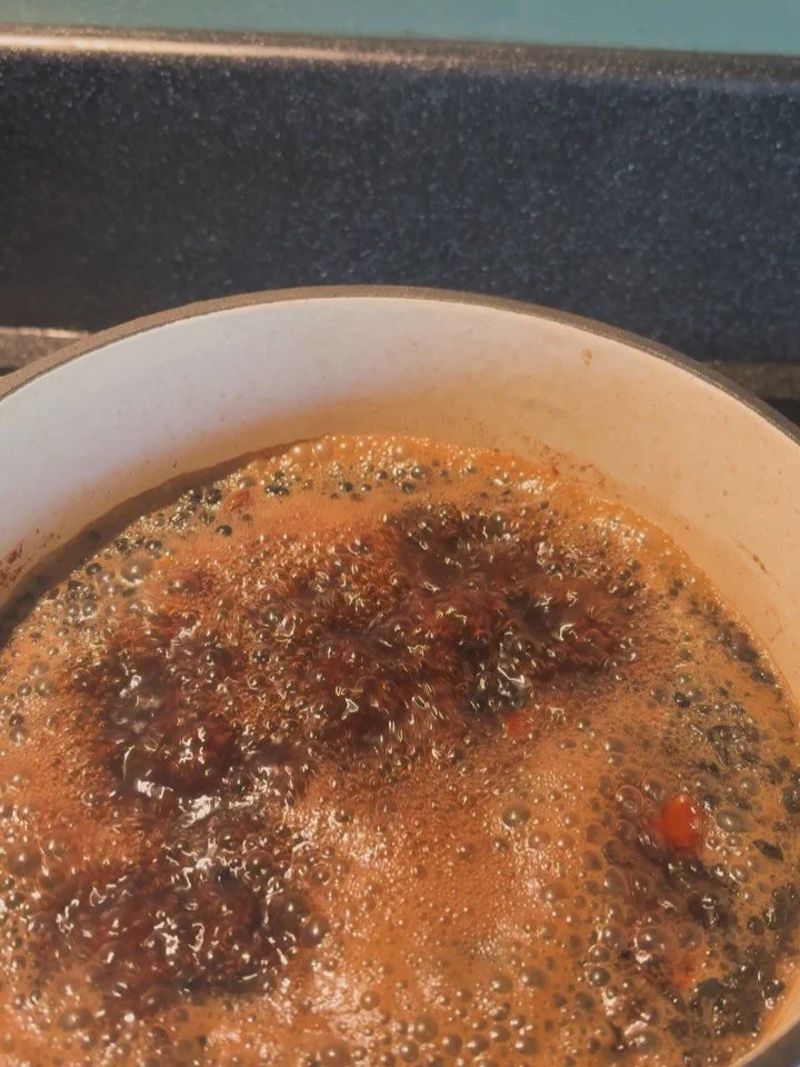 What do you do when it&rsquo;s 101F on October 3rd? Make some elderberry syrup to get ready for the late fall/early winter germs.🦠 

Made with dried elderberries, ginger, cinnamon, cloves, rose hips, water, and honey. A tasty (hopefully) healthful e