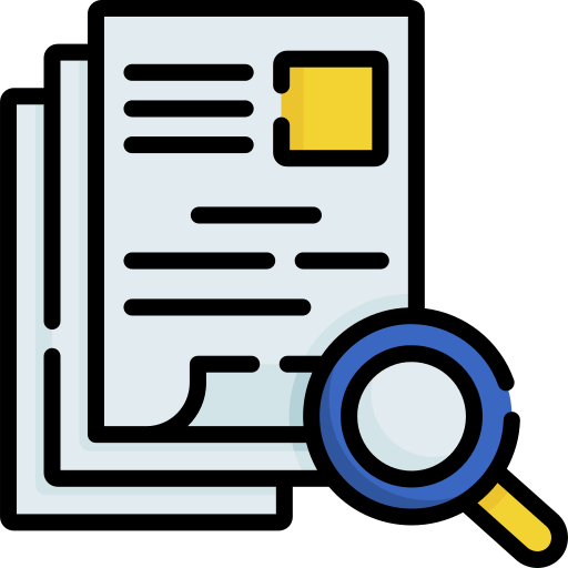 Document with magnifying glass