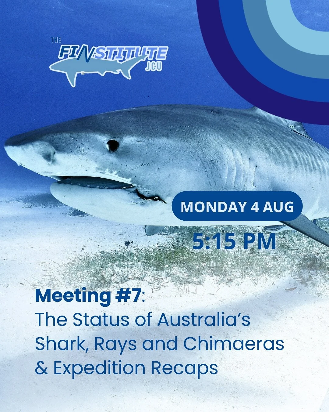 TOMORROW! We are excited to see you for our last meeting of the trimester. 🦈

Come hear from Colin Simpfendorfer (@sharkcolin) about the status of Australia&rsquo;s sharks, rays and chimaeras: the good, the bad and the ugly. 

Next, hear from the EP