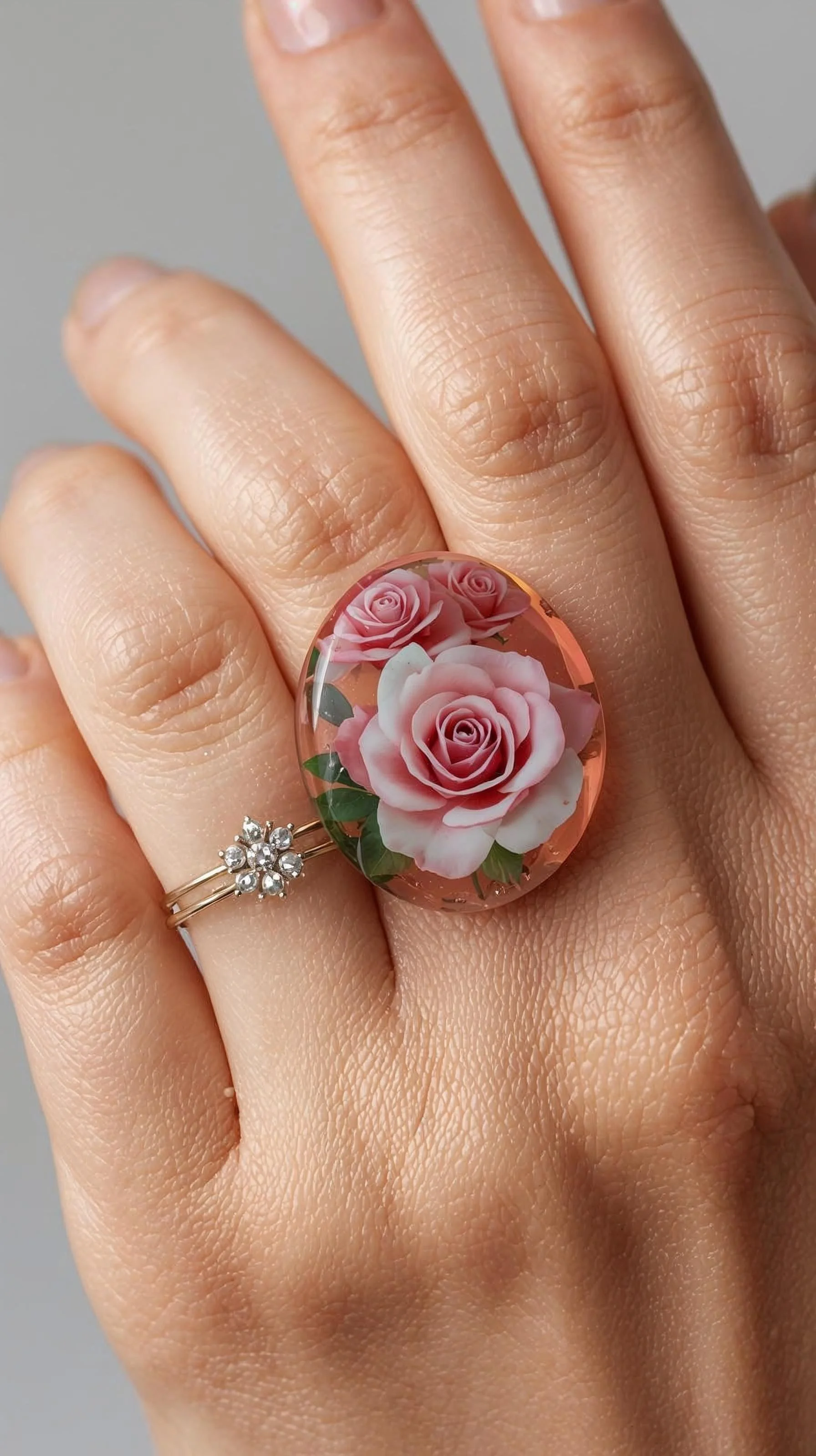 gioielli in resina uv colorati  piatti montati su anelli artgento di rosa con fiori immersi nella resina  immagini 300 dpi alta risoluzione (1).jpg