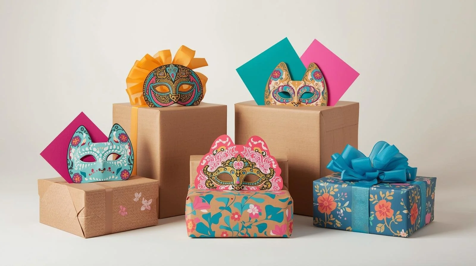 PACCHETTI REGALO CREATIVI CON INSERTI TEMA MASCHERE COLORATE.jpg